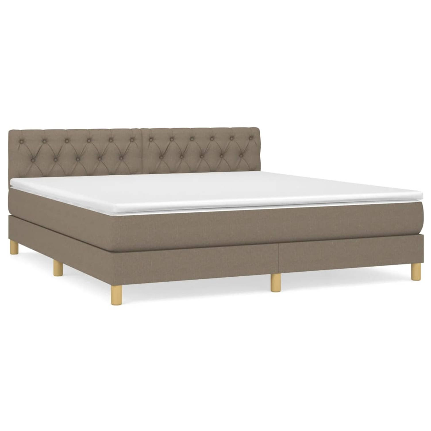 The Living Store Boxspring met matras stof taupe 160x200 cm - Bed