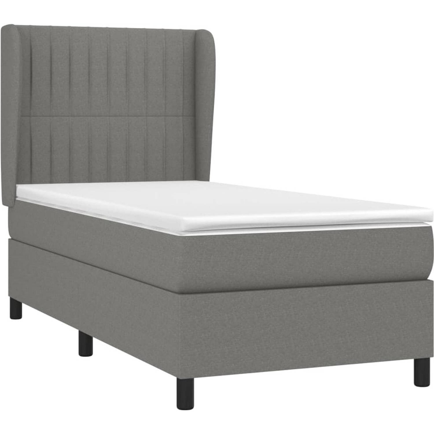 The Living Store Boxspringbed - naam - Bed - 203x103x118/128 cm - Donkergrijs