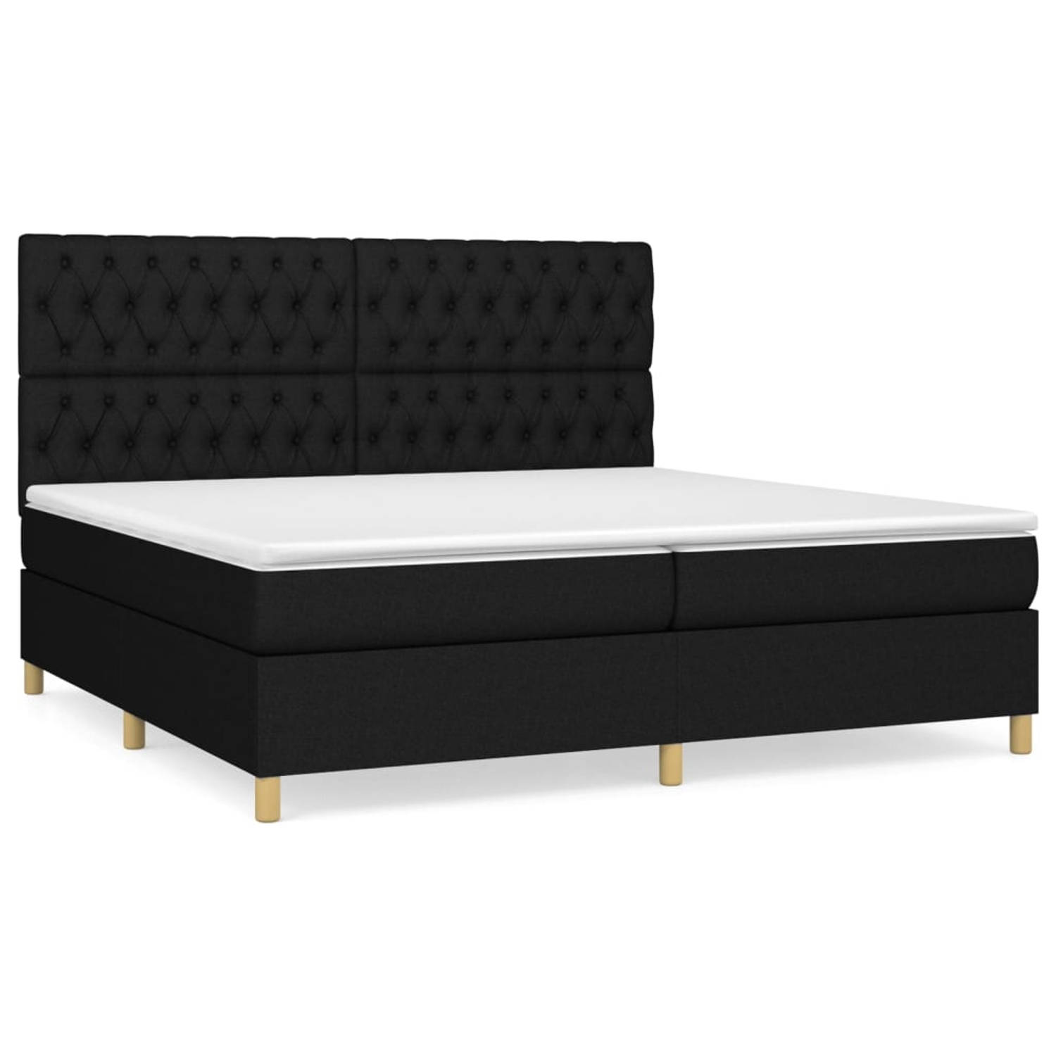 The Living Store Boxspring met matras stof zwart 200x200 cm - Bed