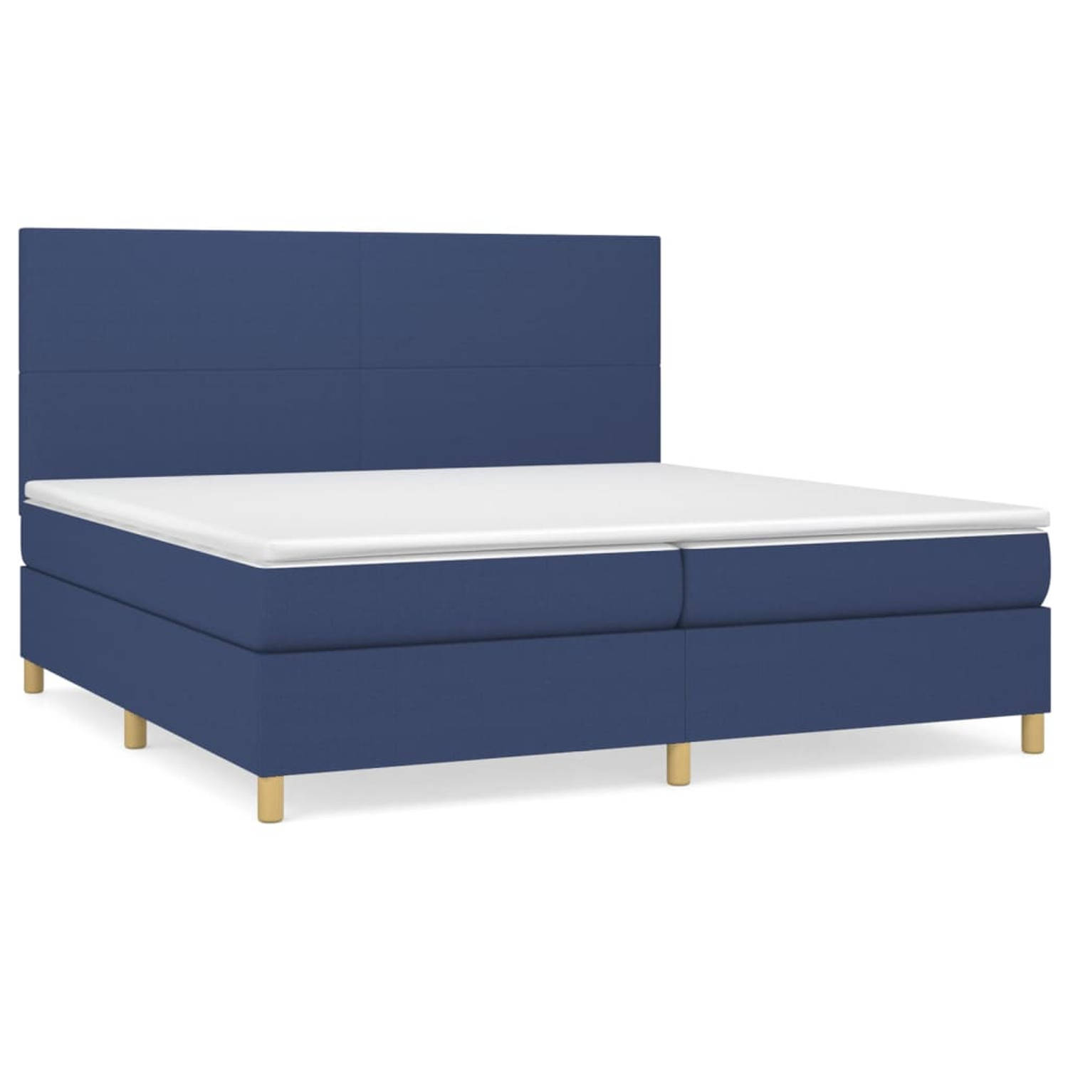 The Living Store Boxspring met matras stof blauw 200x200 cm - Bed