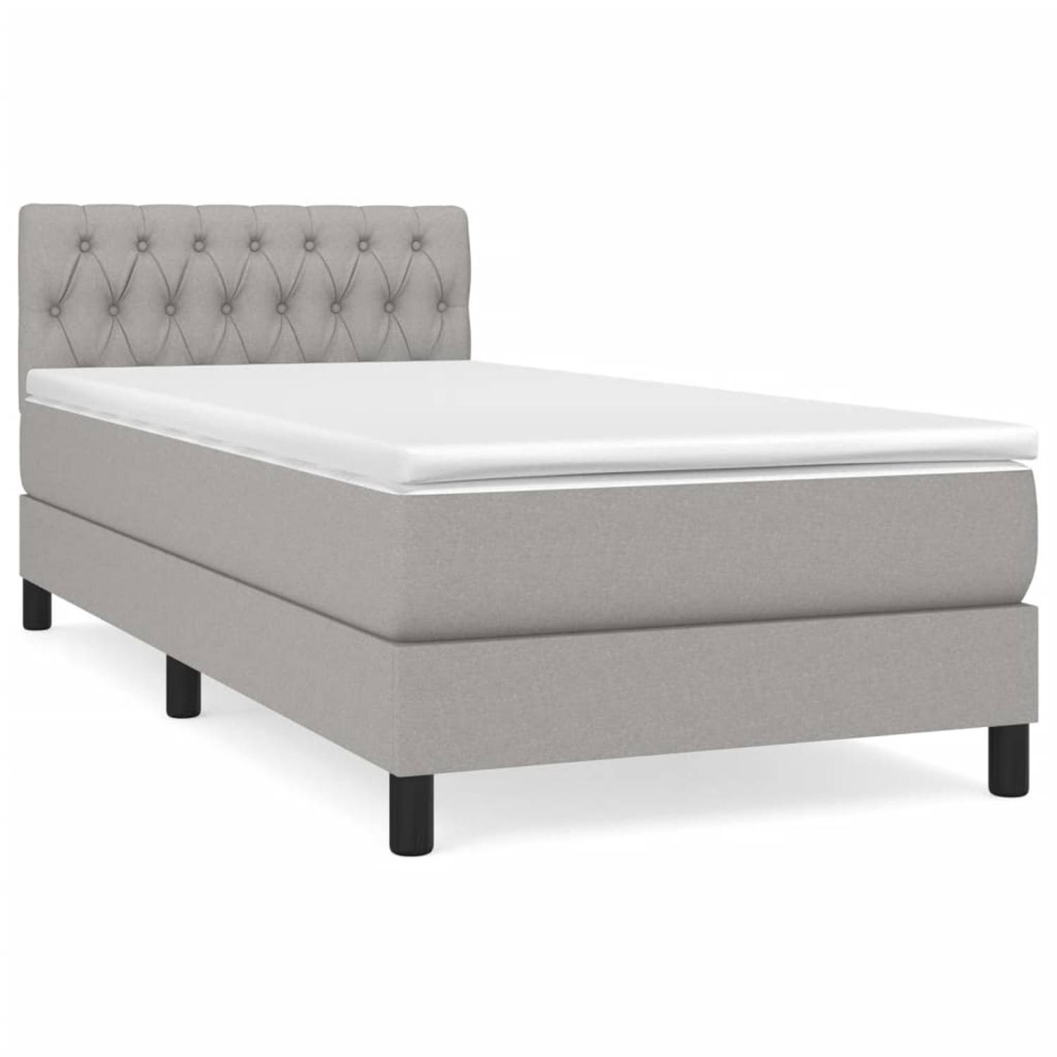 The Living Store Boxspring met matras stof lichtgrijs 100x200 cm - Boxspring - Boxsprings - Bed - Slaapmeubel - Boxspringbed - Boxspring Bed - Tweepersoonsbed - Bed Met Matras - Be