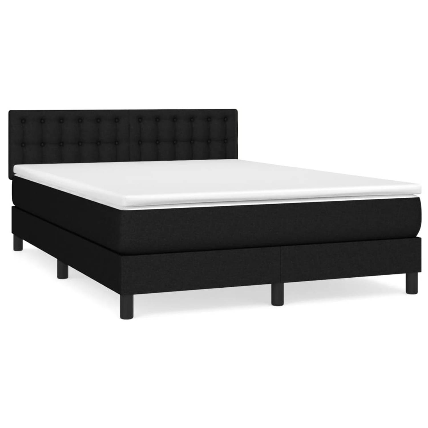 The Living Store Boxspring Bed - Pocketvering Matras - Middelharde Ondersteuning - 203x144x78/88 cm - Zwart