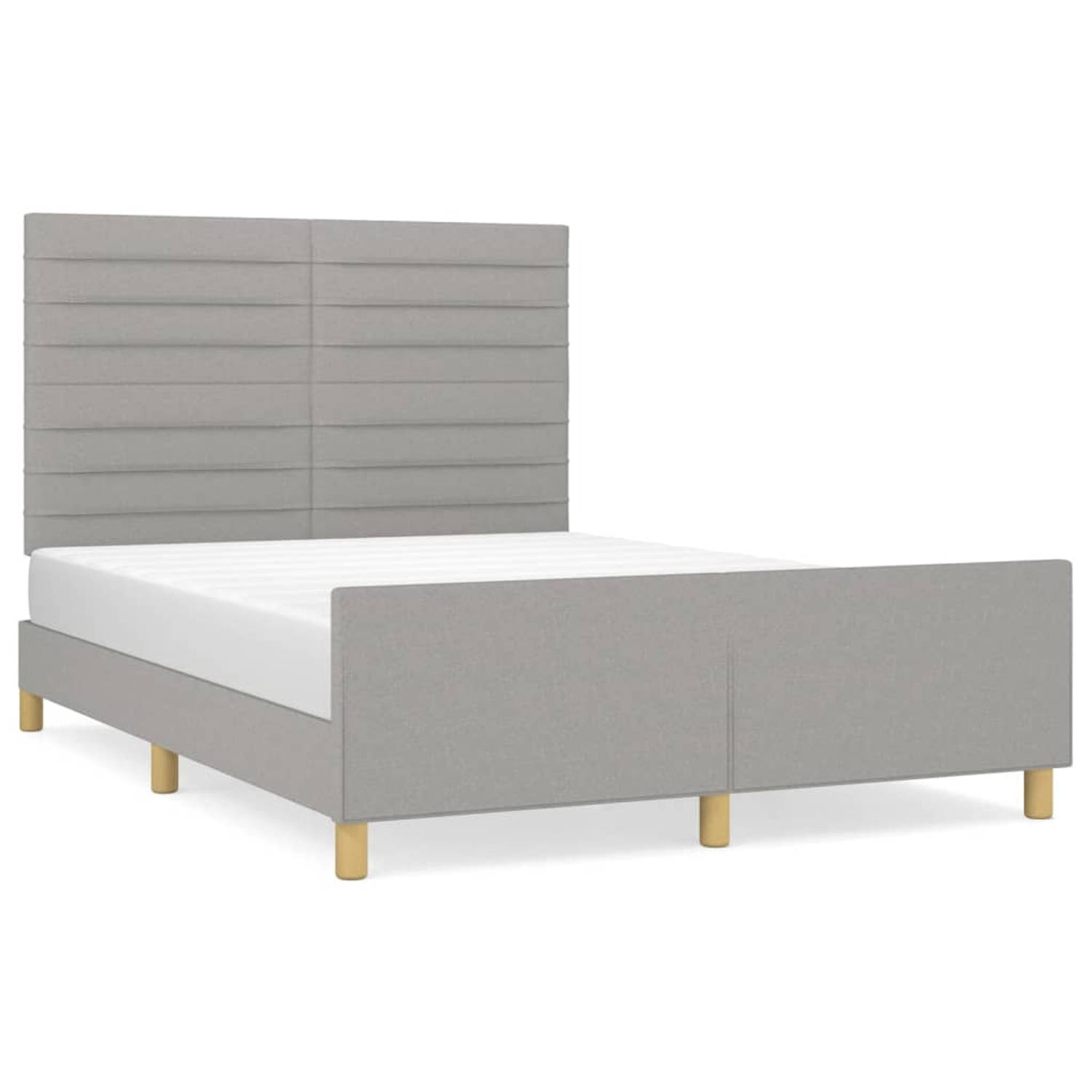 The Living Store Bedframe met hoofdeinde stof lichtgrijs 140x200 cm - Bedframe Met Hoofdeinde - Bedframes Met Hoofdeindes - Bed - Slaapmeubel - Ledikant - Bedbodem - Tweepersoonsbe