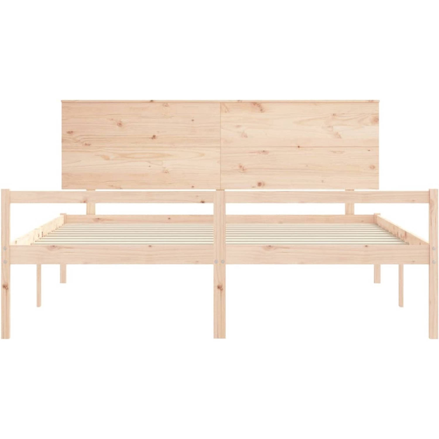 The Living Store Massief Grenenhouten Bedframe - 205.5 x 205.5 x 82.5 cm - Multiplex Lattenbodem