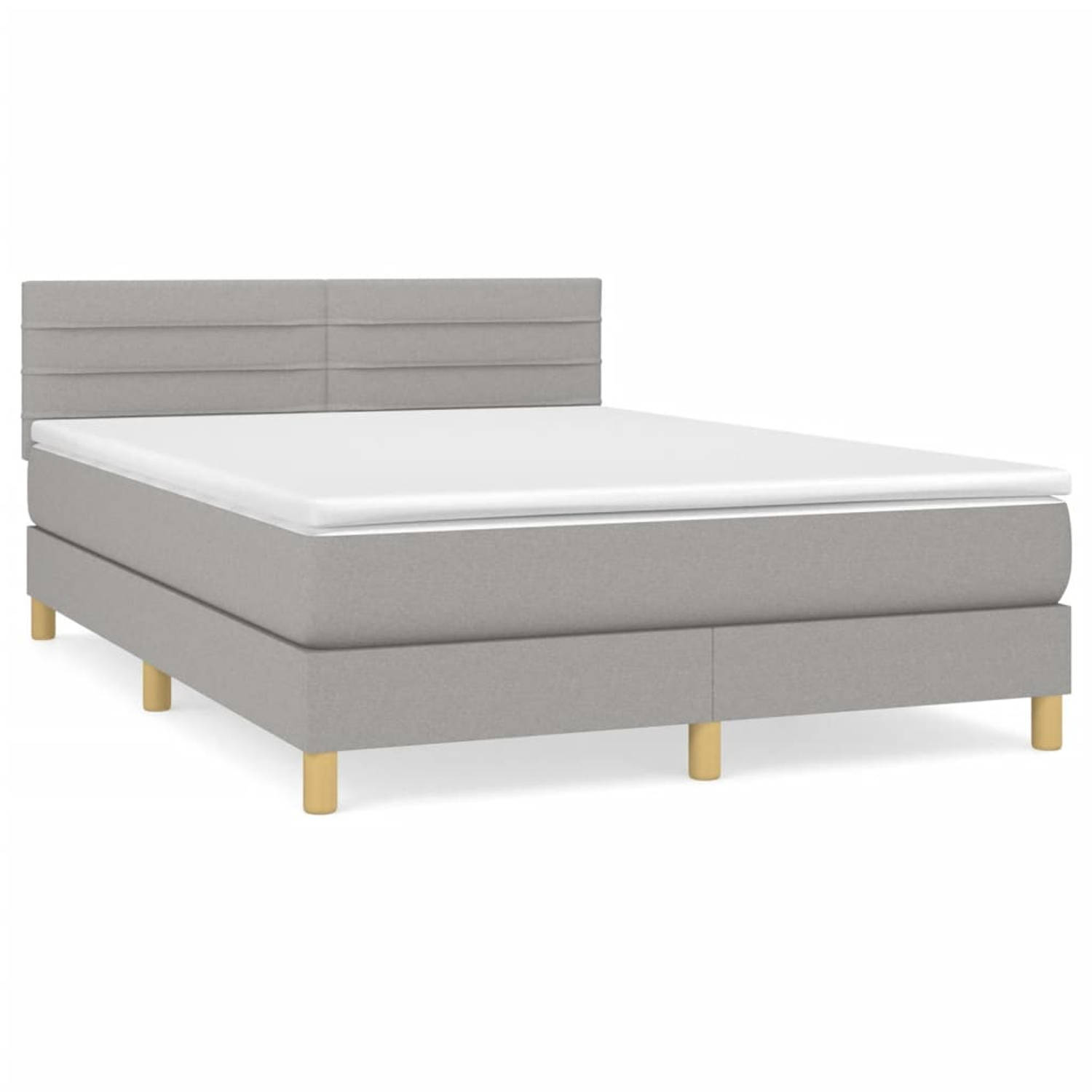 The Living Store Boxspring met matras stof lichtgrijs 140x200 cm - Boxspring - Boxsprings - Bed - Slaapmeubel - Boxspringbed - Boxspring Bed - Tweepersoonsbed - Bed Met Matras - Be