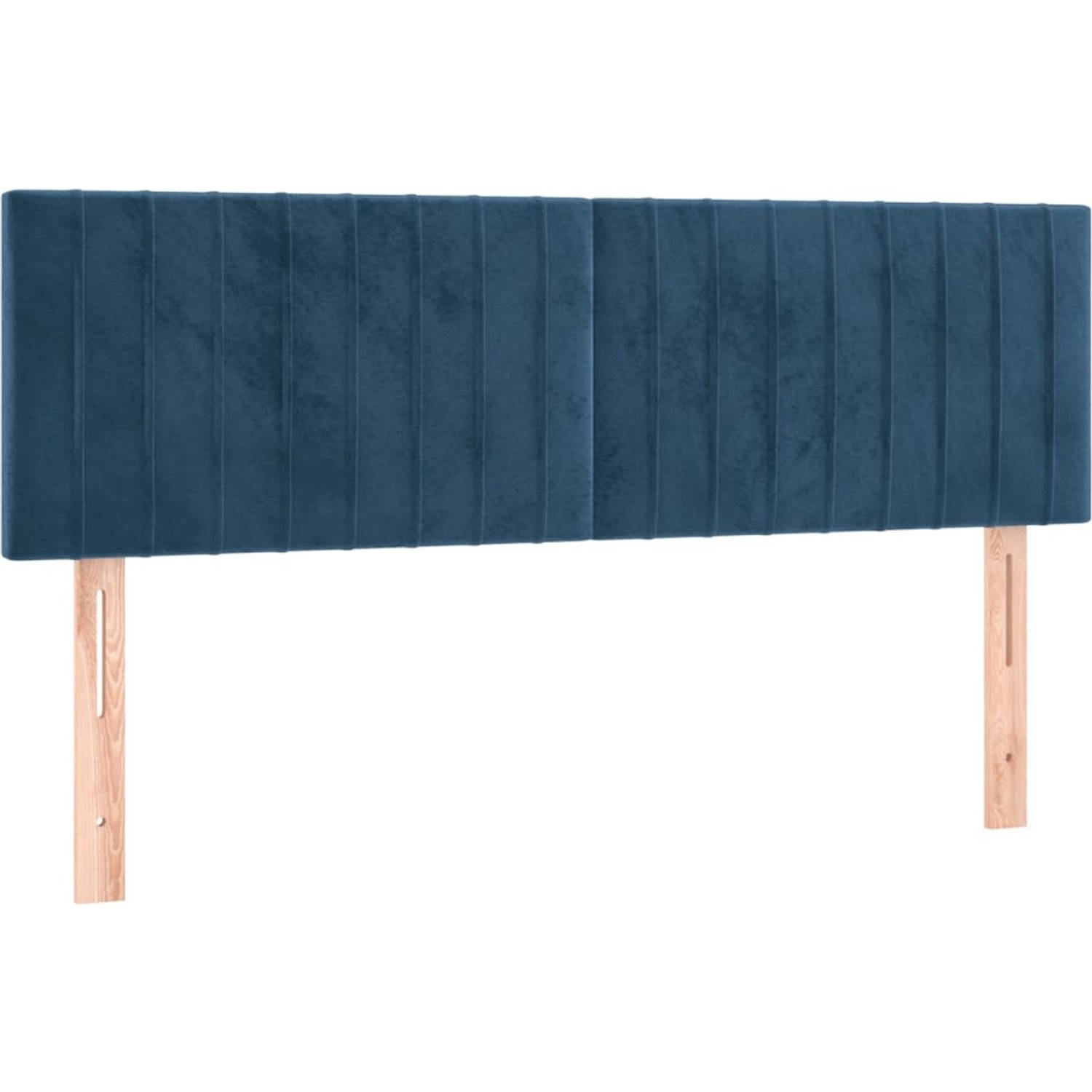 The Living Store Bed - Luxe fluwelen boxspringbed - Donkerblauw - 203 x 147 x 78/88 cm - Pocketvering