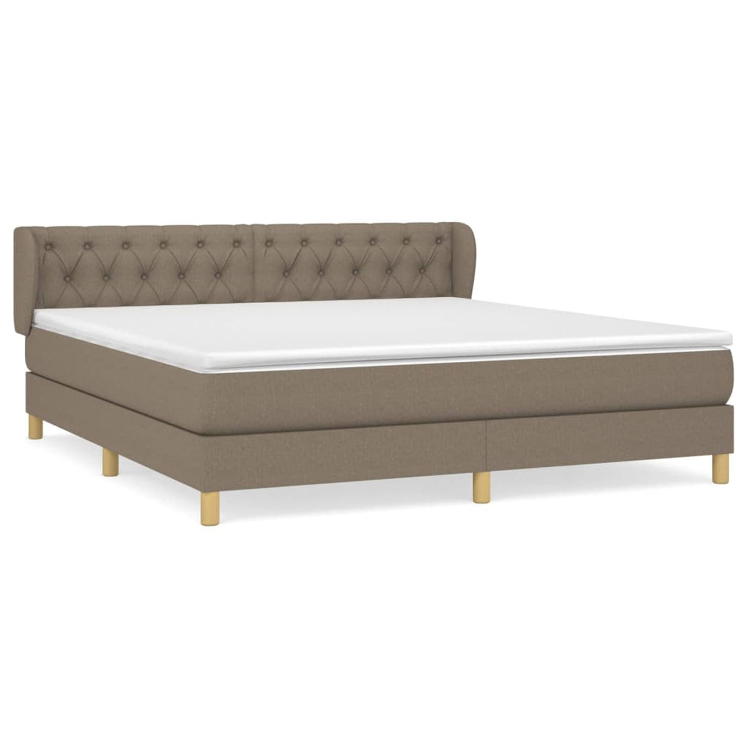 The Living Store Boxspring met matras stof taupe 160x200 cm - Bed