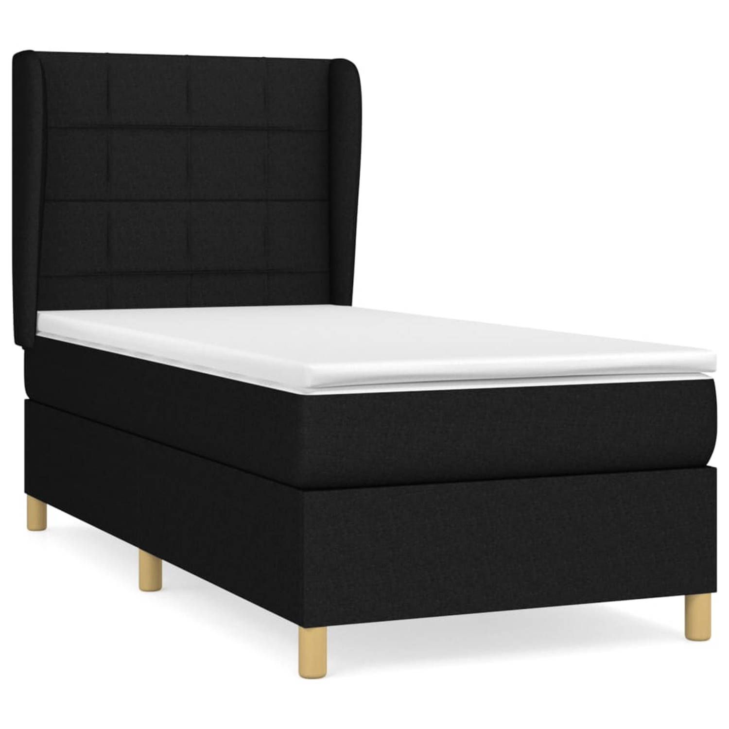The Living Store Boxspringbed - Comfort - Bed - 193 x 93 x 118/128 cm - Zwart