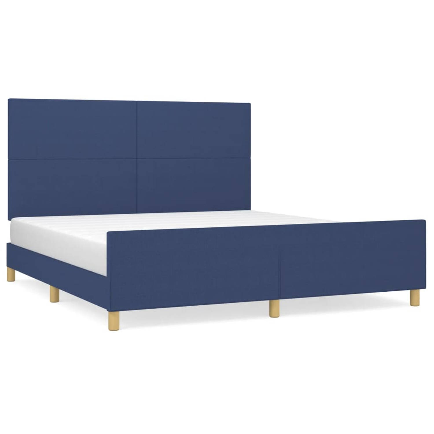 The Living Store Bedframe met hoofdeinde stof blauw 160x200 cm - Bed