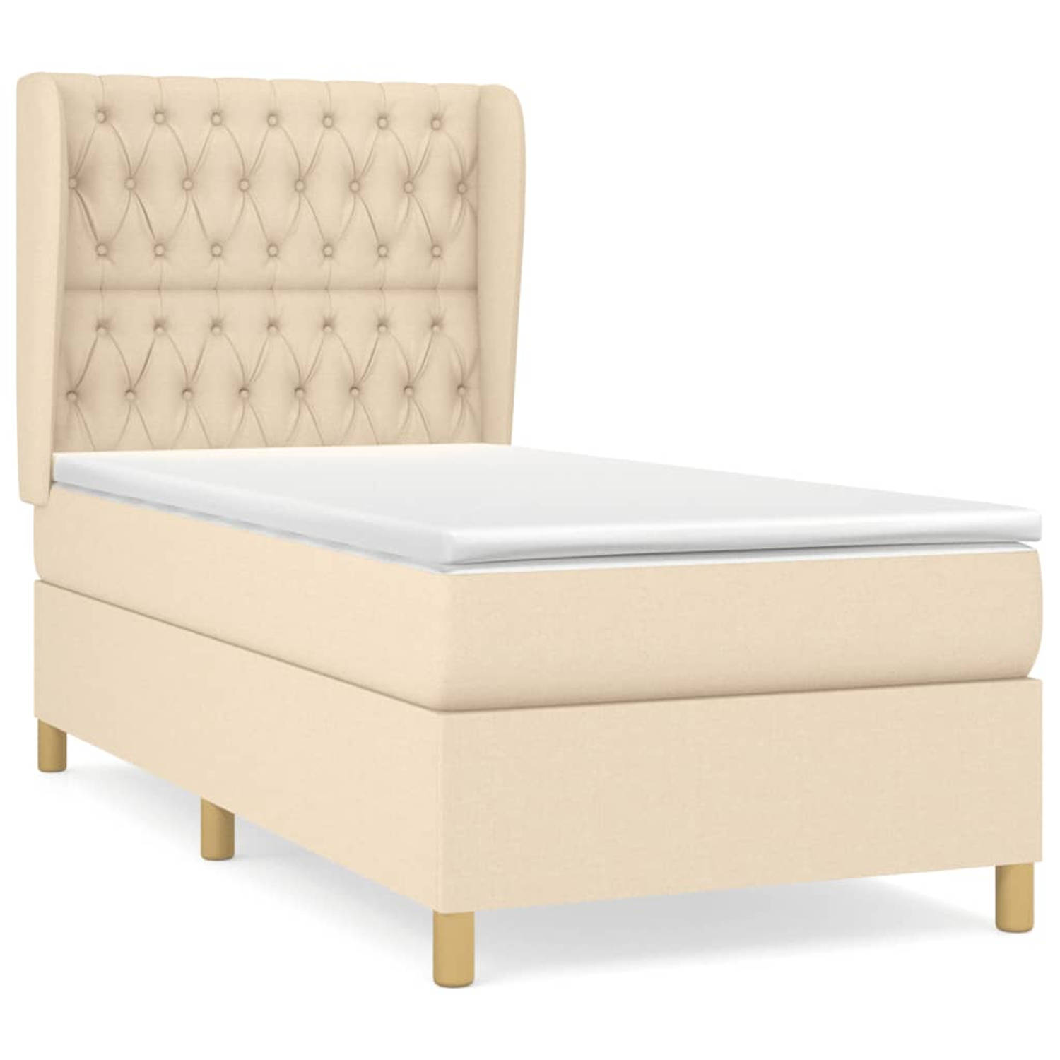 The Living Store Boxspring met matras stof crèmekleurig 100x200 cm - Boxspring - Boxsprings - Bed - Slaapmeubel - Boxspringbed - Boxspring Bed - Tweepersoonsbed - Bed Met Matras -