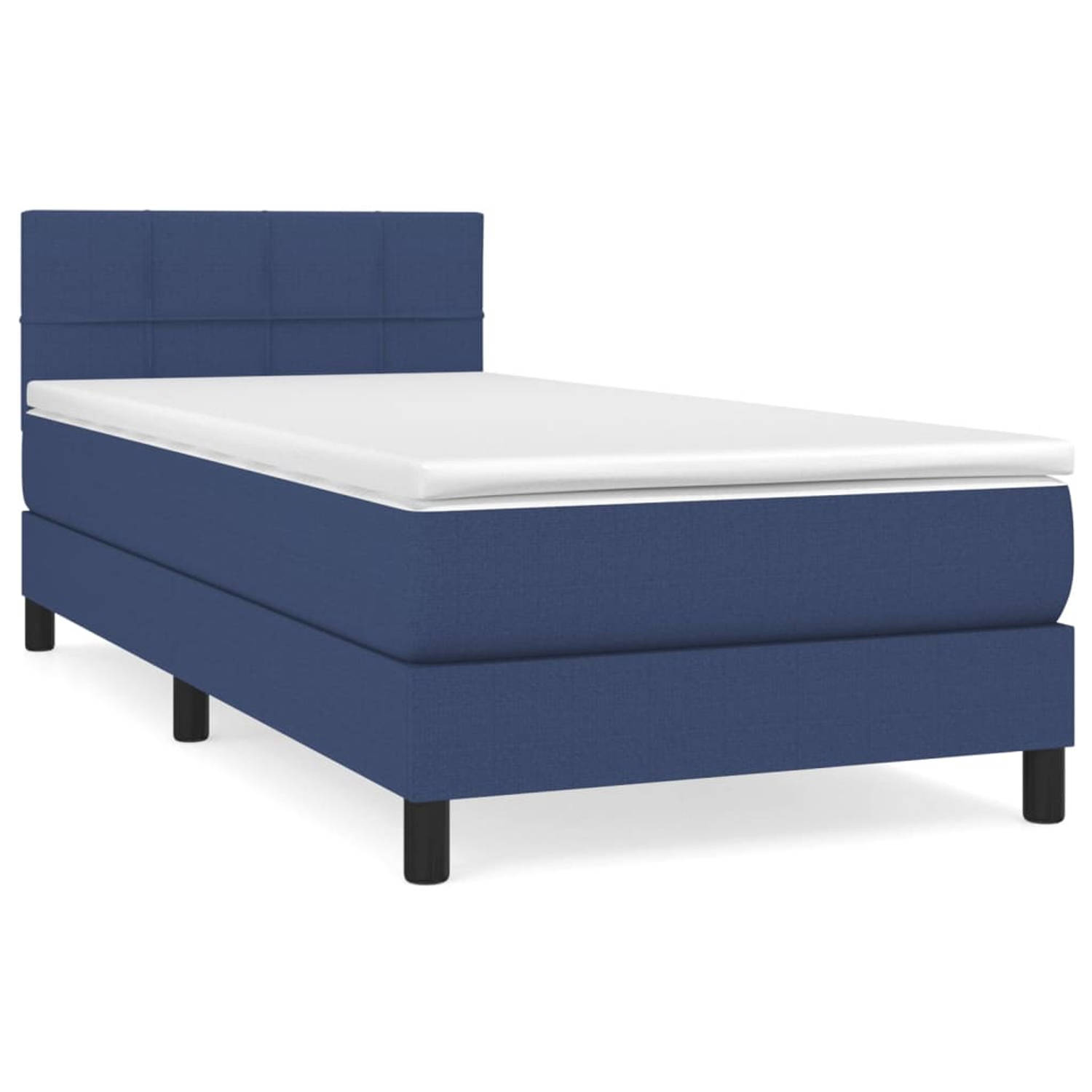 The Living Store Boxspring met matras stof blauw 100x200 cm - Boxspring - Boxsprings - Bed - Slaapmeubel - Boxspringbed - Boxspring Bed - Tweepersoonsbed - Bed Met Matras - Bedfram