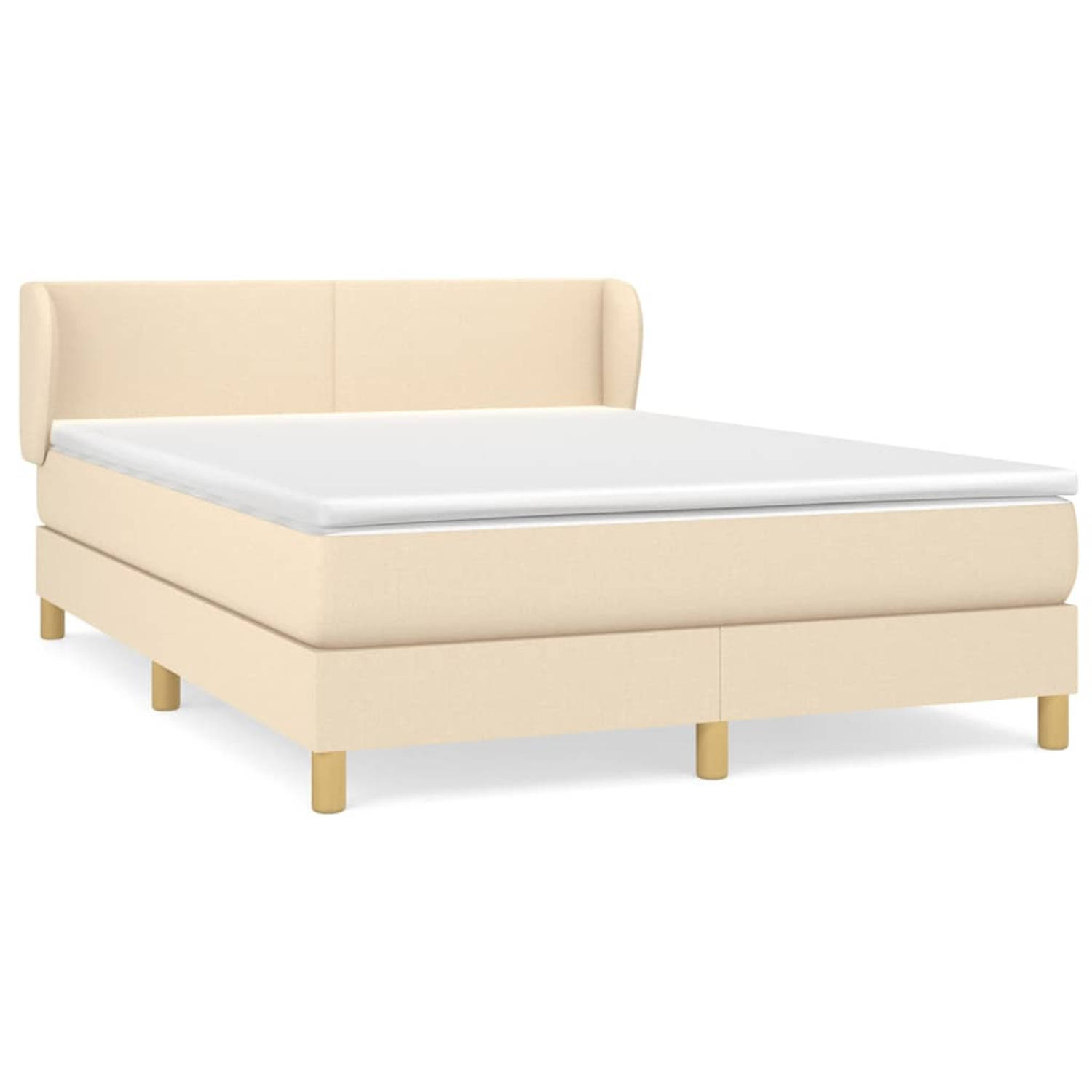 The Living Store Boxspringbed - Comfort - Bed - 203 x 147 x 78/88 cm - Crème