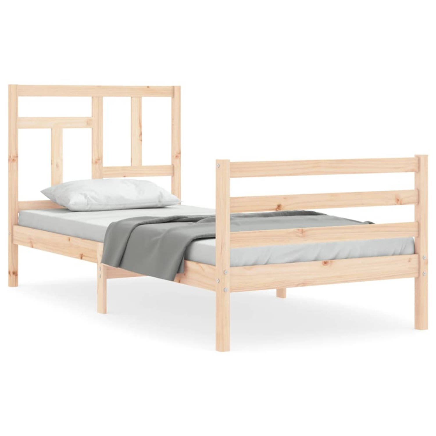 The Living Store Bedframe - Massief grenenhout - Multiplex lattenbodem - 195.5x95.5x100 cm