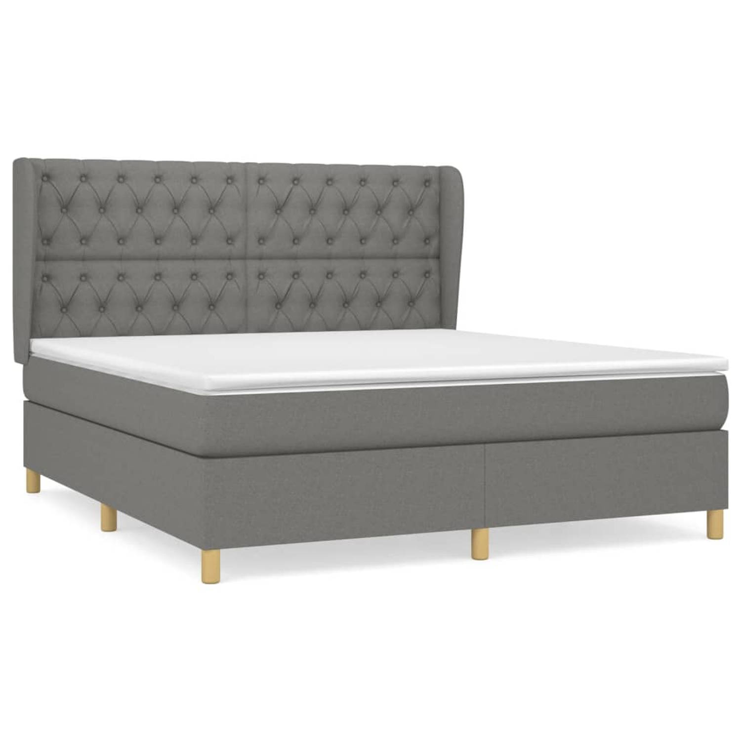 The Living Store Boxspring met matras stof donkergrijs 160x200 cm - Boxspring - Boxsprings - Bed - Slaapmeubel - Boxspringbed - Boxspring Bed - Tweepersoonsbed - Bed Met Matras - B