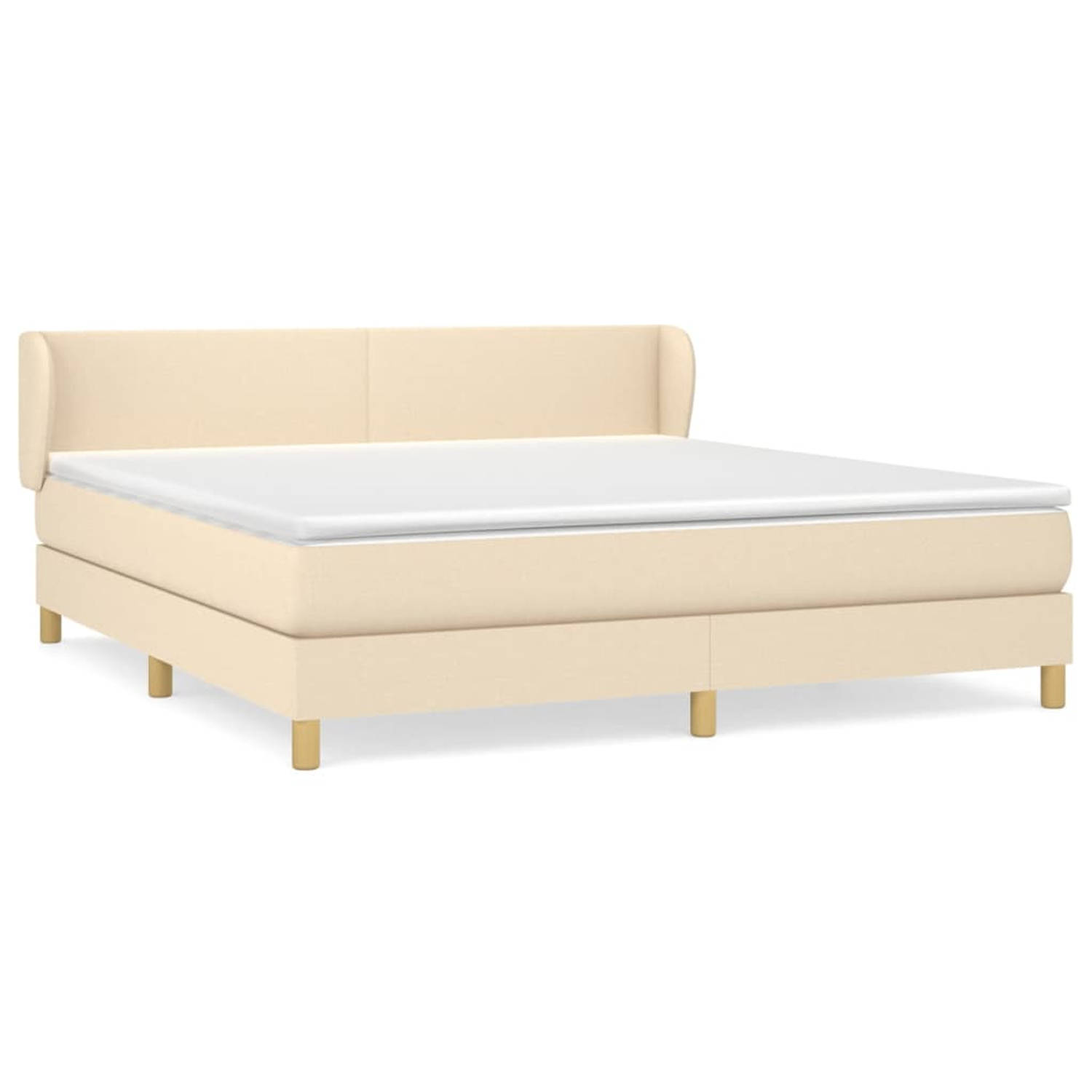The Living Store Boxspringbed - - Bed - 203 x 183 x 78/88 cm - Crème - stof (100% polyester)
