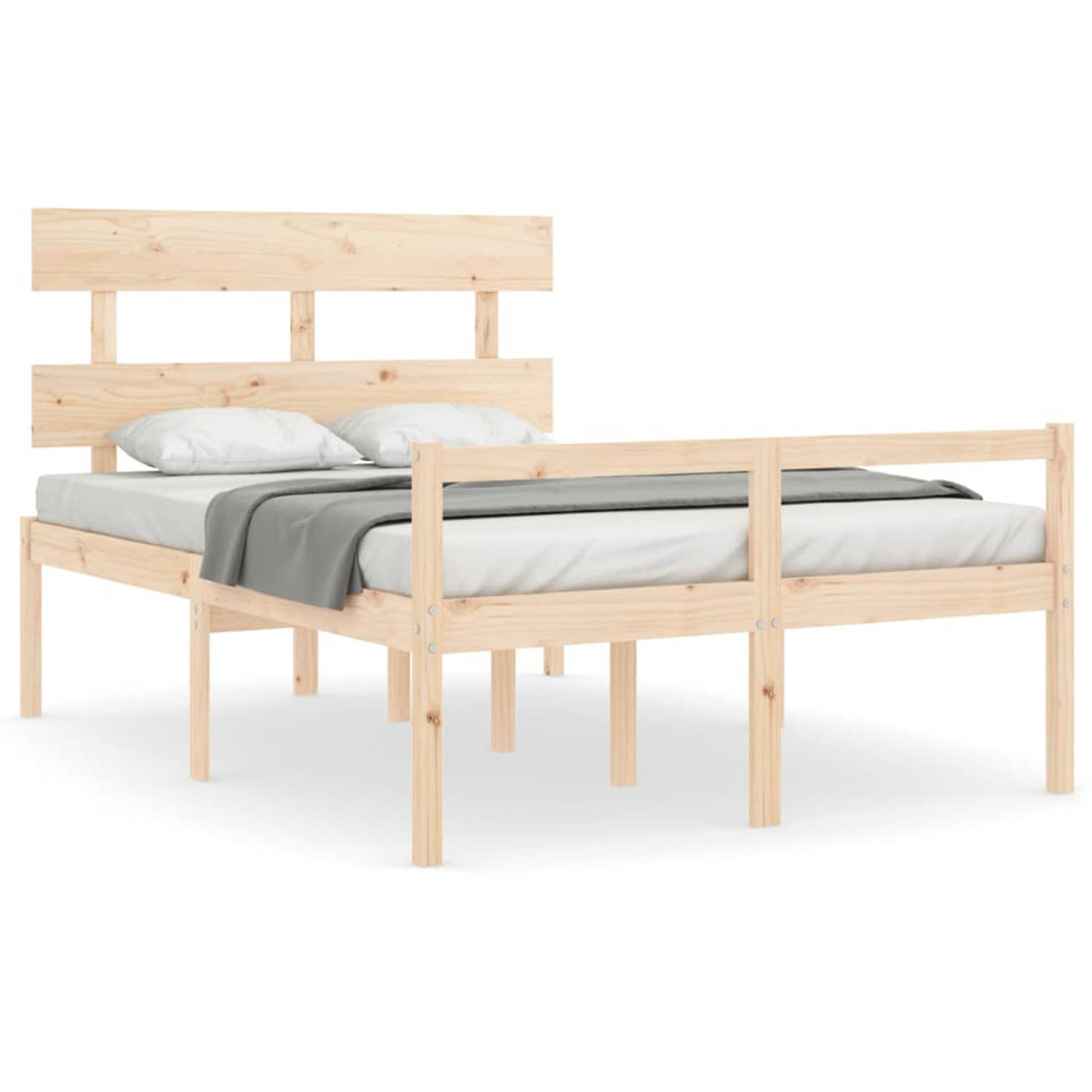 The Living Store Bedframe met hoofdbord massief hout 4FT6 Double - Bedframe - Bedframes - Bed - Tweepersoonsbed - Slaapkamermeubel - Houten Bedframe - Houten Bed - Bedbodem - Massi