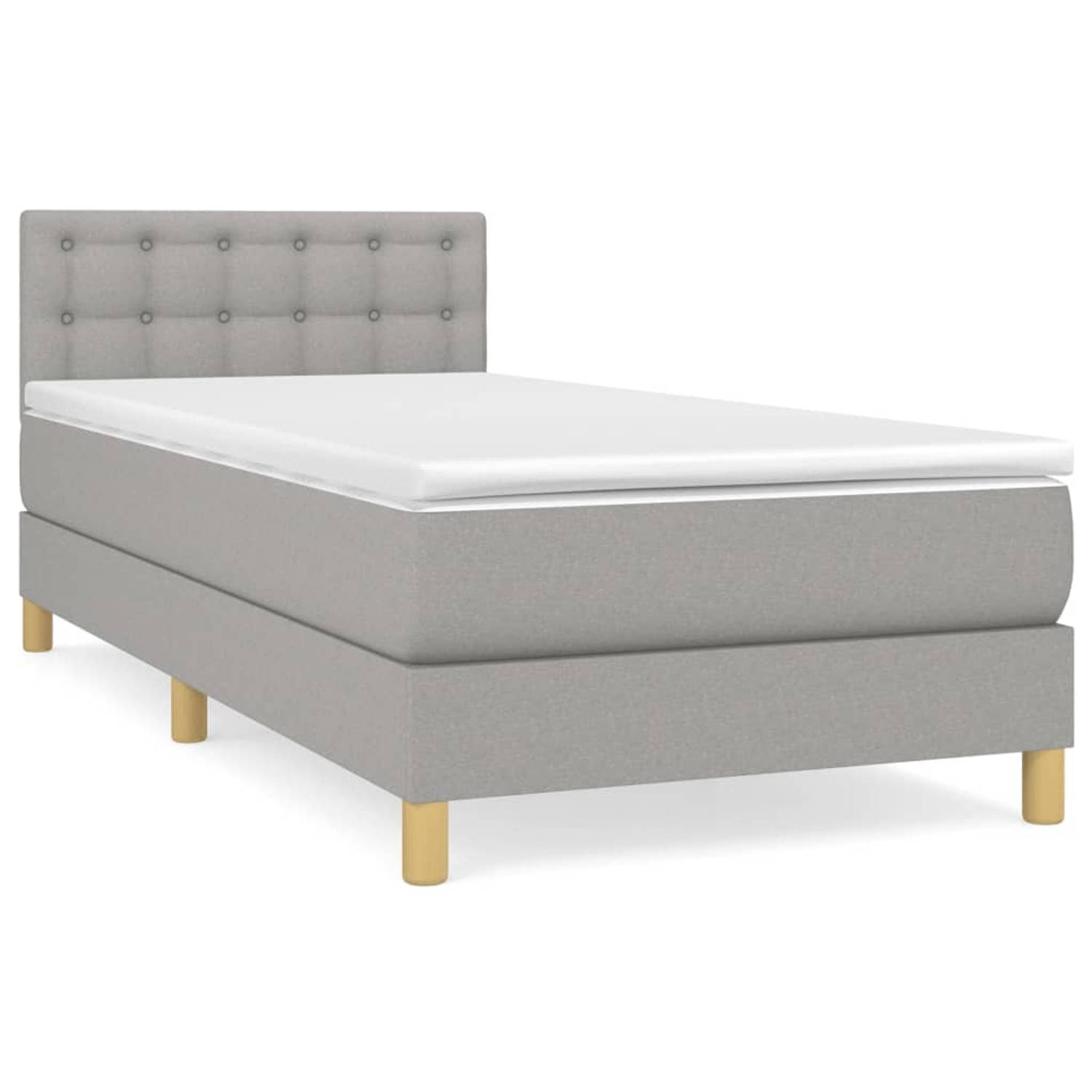 The Living Store Boxspringbed - Comfort - Bed - 203 x 80 x 78/88 cm - Lichtgrijs - Stof (100% polyester) - Pocketvering