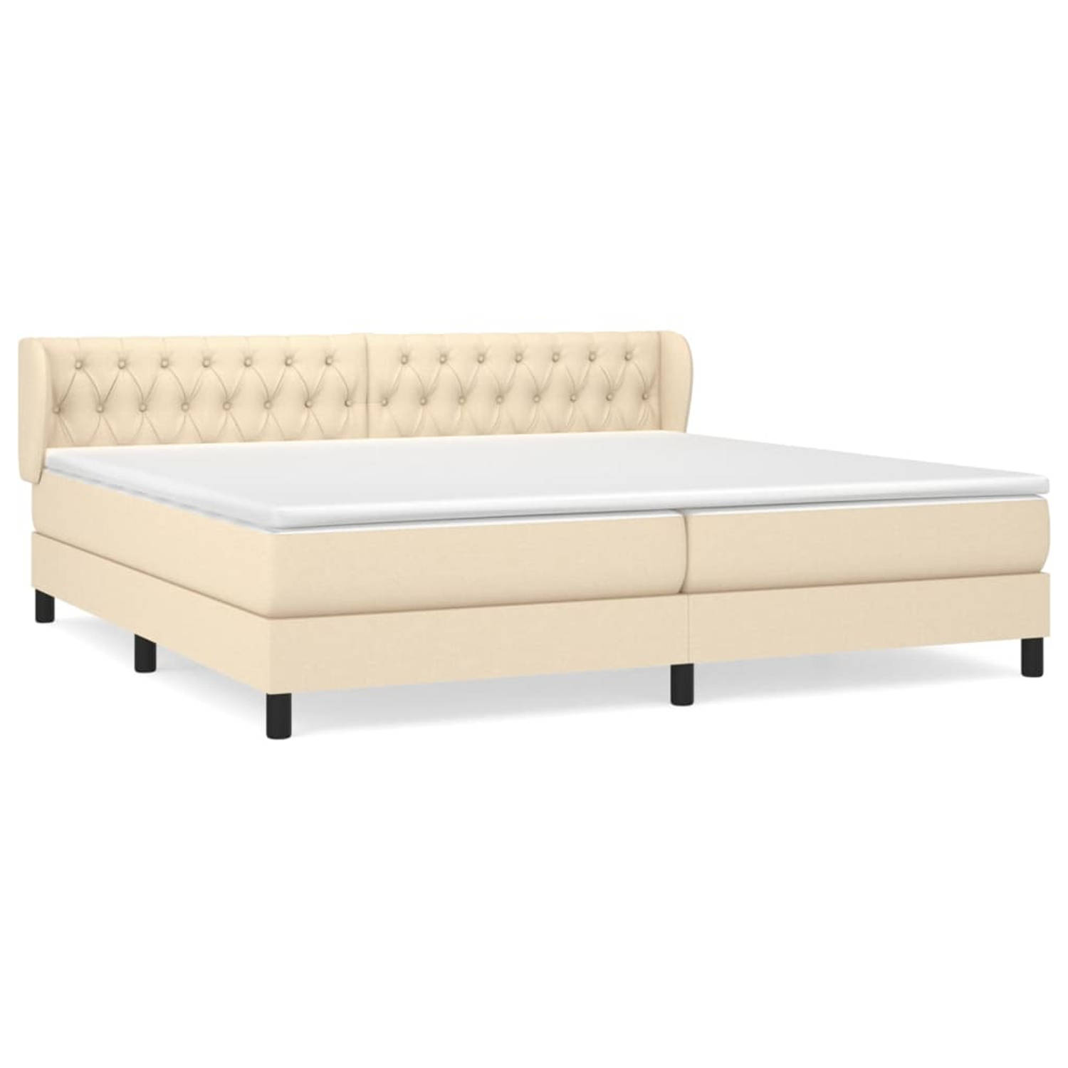 The Living Store Boxspring met matras stof crèmekleurig 200x200 cm - Boxspring - Boxsprings - Bed - Slaapmeubel - Boxspringbed - Boxspring Bed - Tweepersoonsbed - Bed Met Matras -