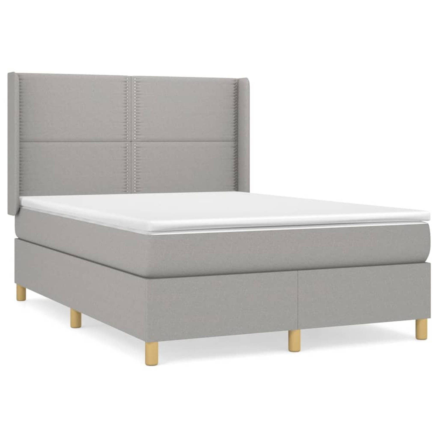 The Living Store Boxspring met matras stof lichtgrijs 140x200 cm - Boxspring - Boxsprings - Bed - Slaapmeubel - Boxspringbed - Boxspring Bed - Tweepersoonsbed - Bed Met Matras - Be