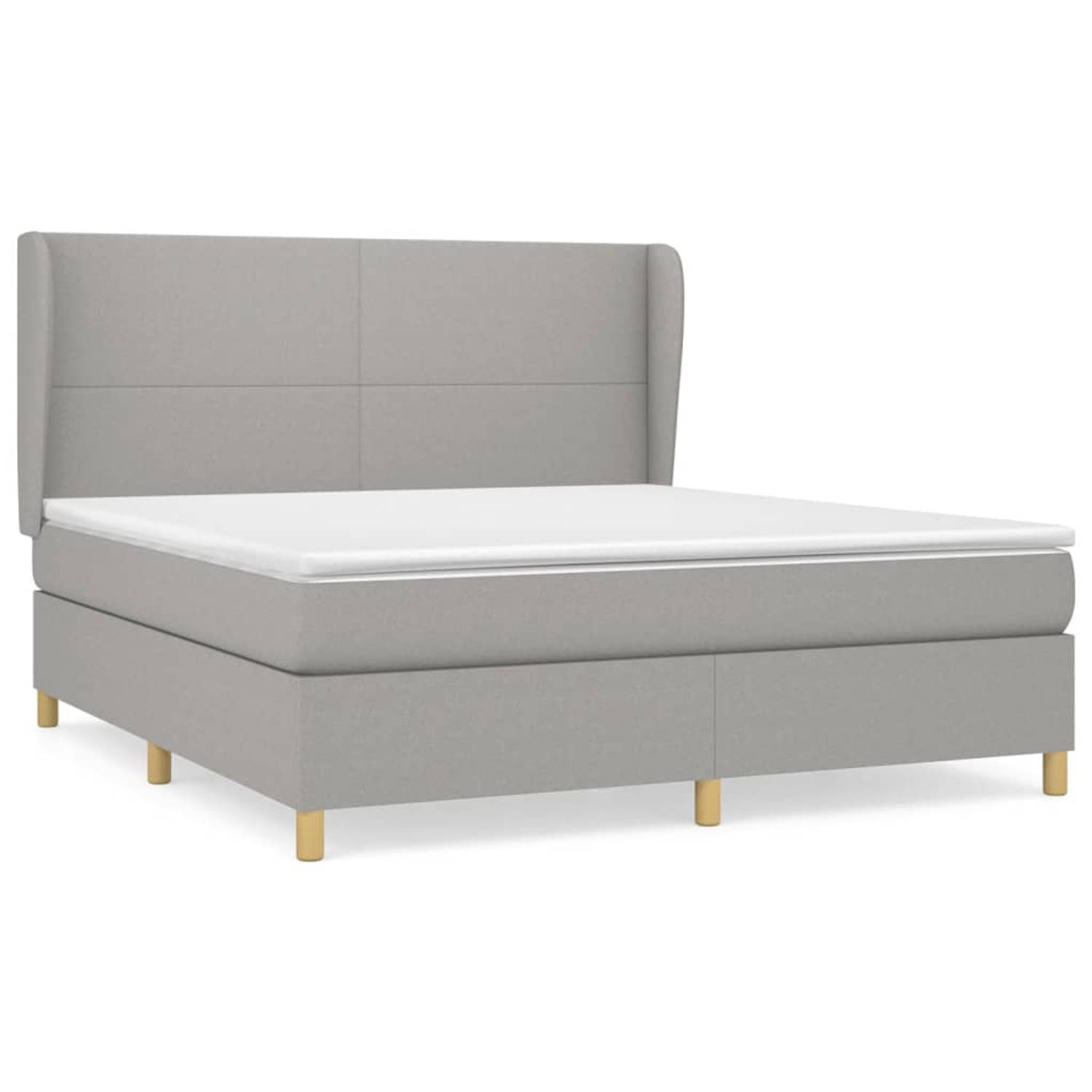 The Living Store Boxspringbed - Comfort - Bed - 203 x 163 x 118/128 cm - Lichtgrijs