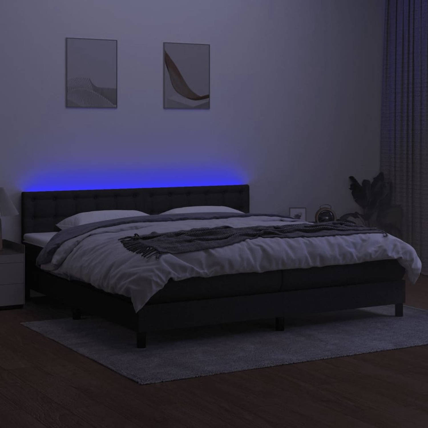 The Living Store Boxspring Bed - LED-verlichting - Pocketvering matras - Huidvriendelijk topmatras