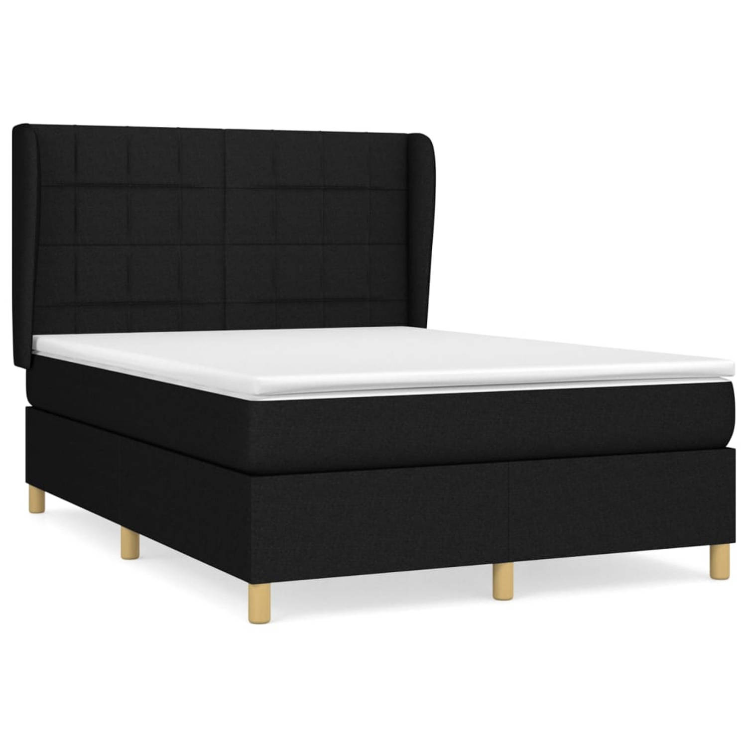 The Living Store Boxspringbed - Comfort - Bed - 203x147x118/128 cm - Zwart