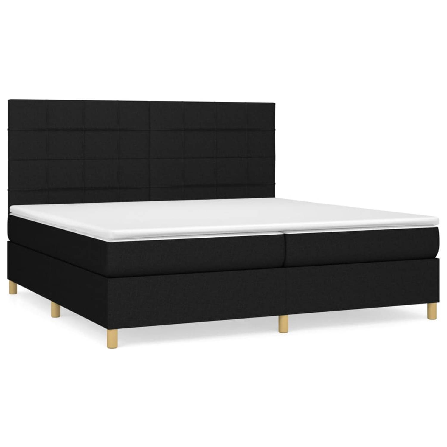 The Living Store Boxspring met matras stof zwart 200x200 cm - Bed