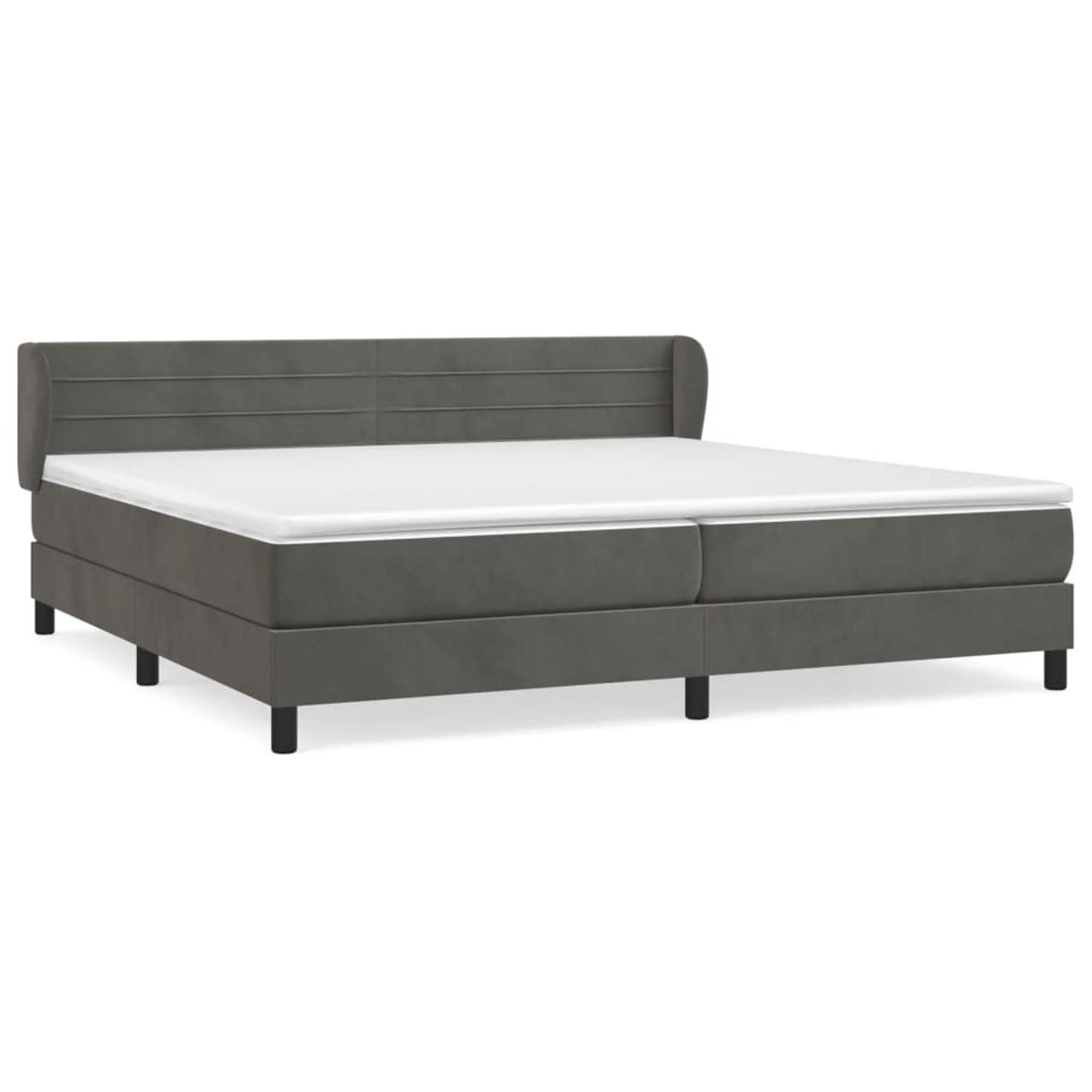 The Living Store Boxspringbed The Living Store Donkergrijs Fluweel - 203 x 203 x 78/88 cm - Pocketvering