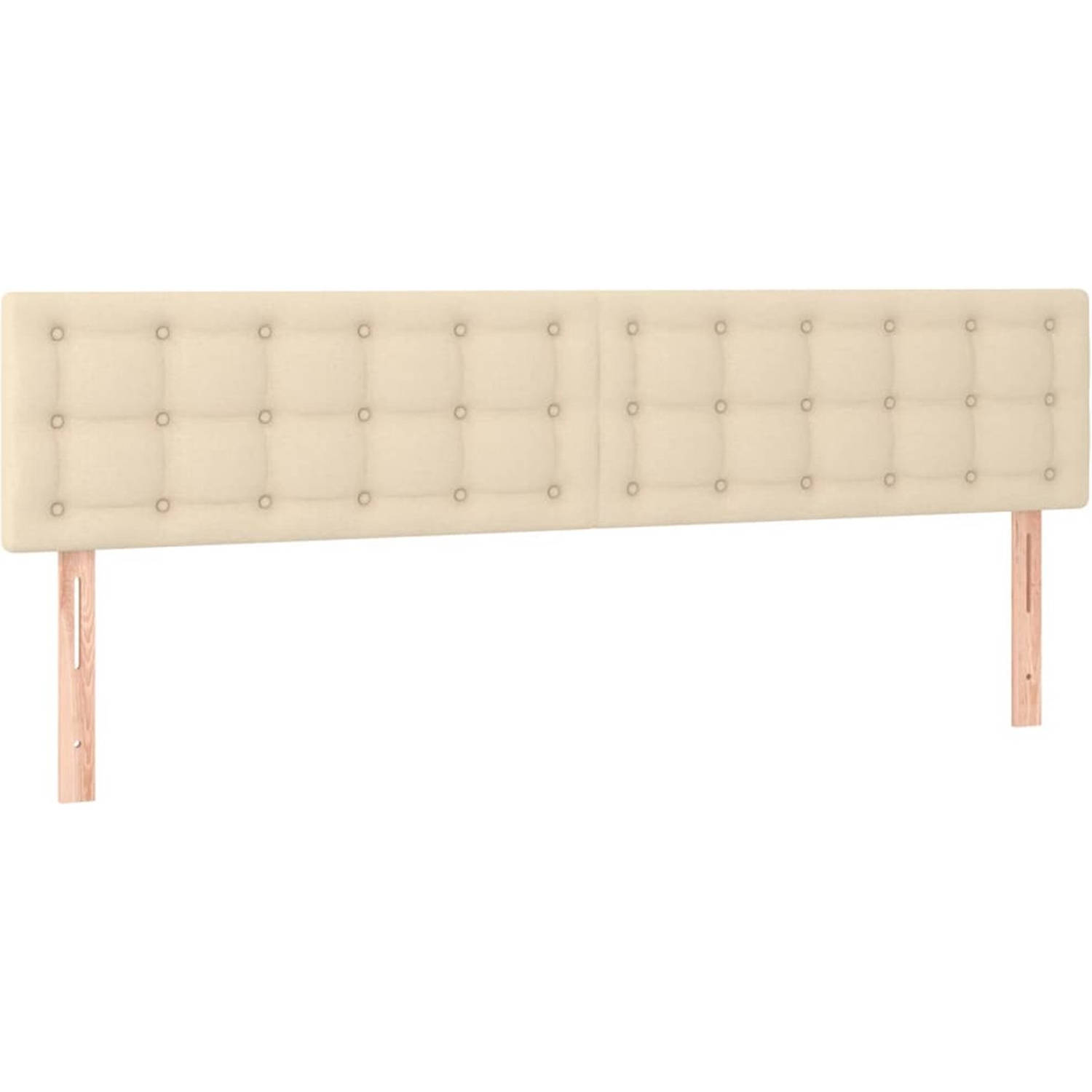 The Living Store Bed Boxspring - 203 x 200 x 78/88 cm - LED - Pocketvering - Huidvriendelijk topmatras - Crème