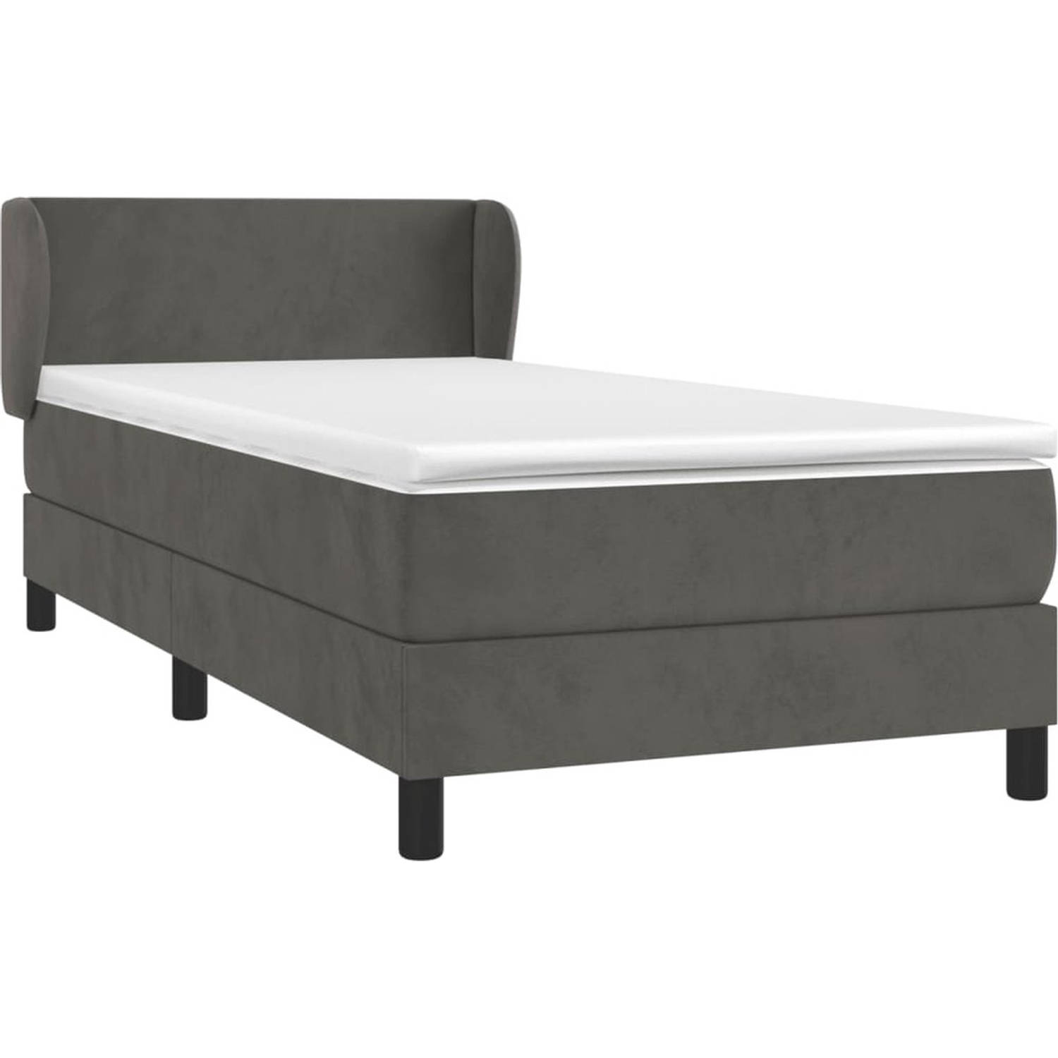 The Living Store Boxspringbed - The Living Store - Bed - 203 x 103 x 78/88 cm - Donkergrijs Fluweel