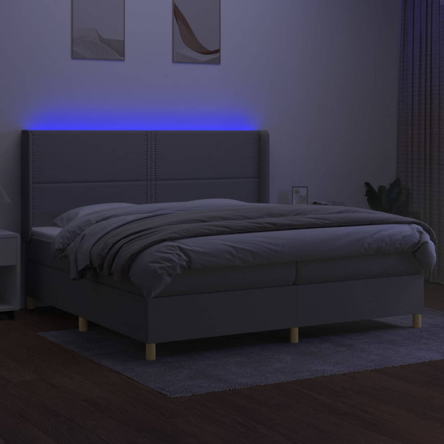 The Living Store Boxspring met matras en LED stof lichtgrijs 200x200 cm - Boxspring - Boxsprings - Bed - Slaapmeubel - Boxspringbed - Boxspring Bed - Tweepersoonsbed - Bed Met Matr