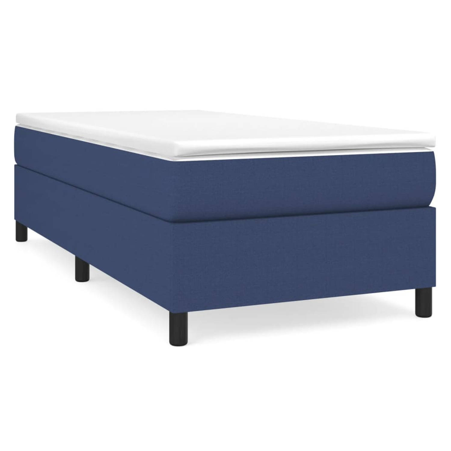 The Living Store Boxspring Bedframe Blauw 100x200 cm Stof - Bed