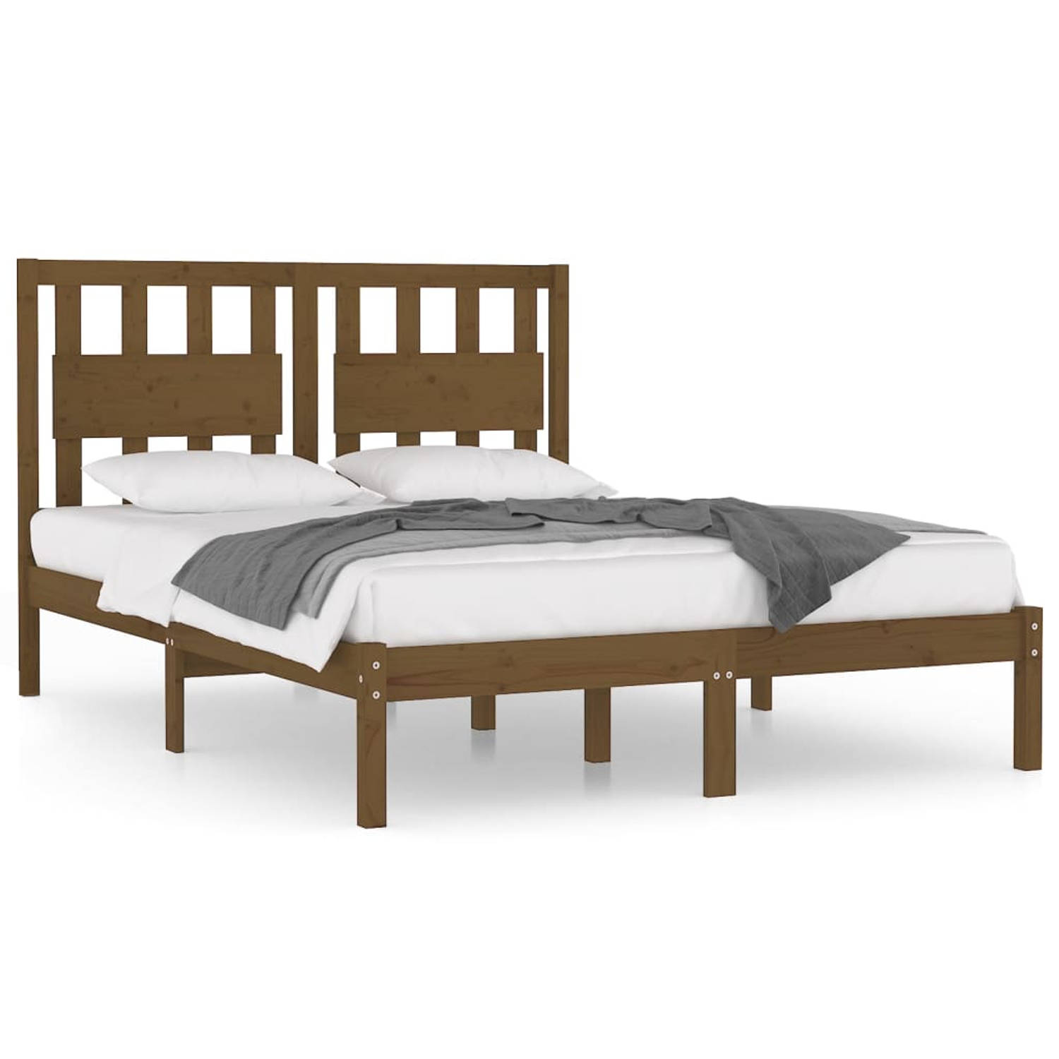 The Living Store Bedframe grenenhout honingbruin 180x200 cm 6FT Super King - Bedframe - Bedframes - Tweepersoonsbed - Bed - Bedombouw - Dubbel Bed - Frame - Bed Frame - Ledikant -