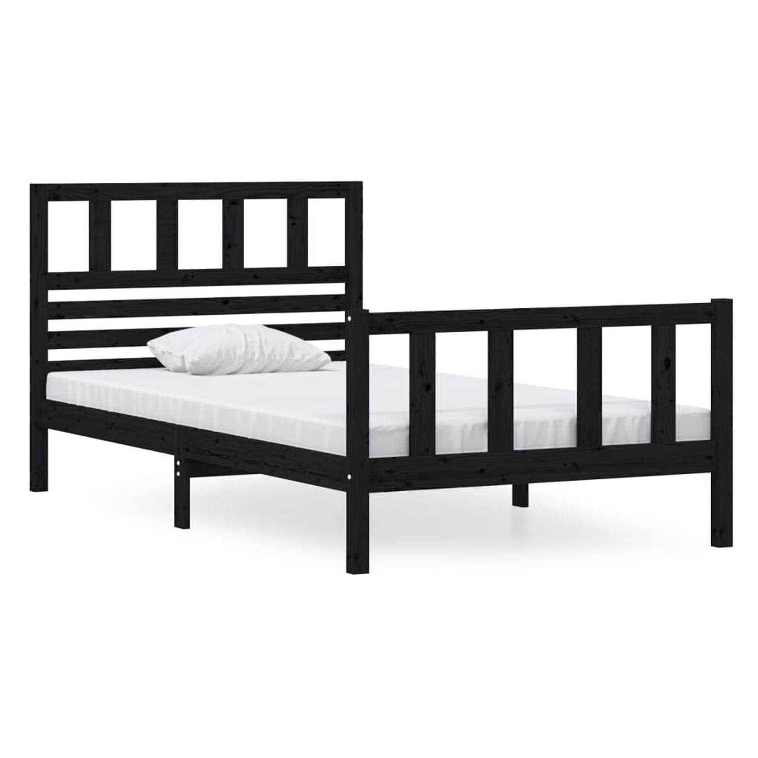 The Living Store Bedframe massief hout zwart 100x200 cm - Bedframe - Bedframes - Eenpersoonsbed - Bed - Bedombouw - Frame - Bed Frame - Ledikant - Bedframe Met Hoofdeinde - Eenpers