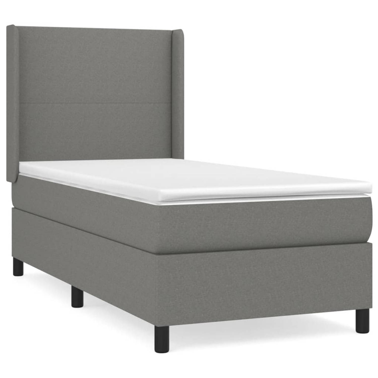 The Living Store Boxspring met matras stof donkergrijs 100x200 cm - Boxspring - Boxsprings - Bed - Slaapmeubel - Boxspringbed - Boxspring Bed - Tweepersoonsbed - Bed Met Matras - B