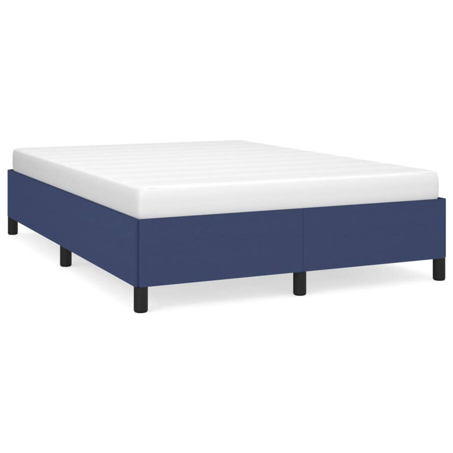 The Living Store Bedframe stof blauw 140x200 cm - Bedframe - Bedframe - Bed - Slaapmeubel - Ledikant - Bedbodem - Tweepersoonsbed - Bedden - Slaapmeubels - Slaapmeubelen - Ledikant