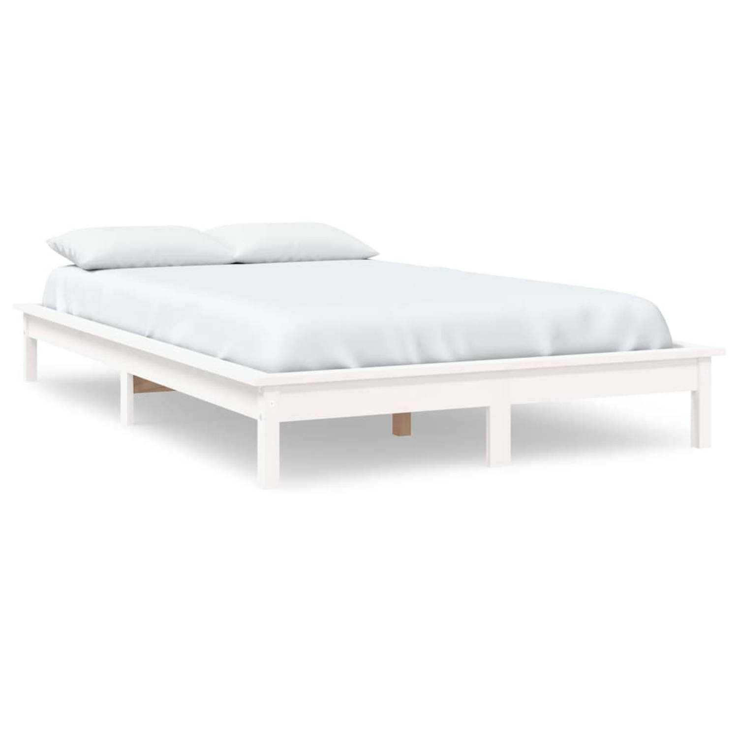 The Living Store Bedframe massief grenenhout wit 200x200 cm - Bedframe - Bedframes - Bed - Bedbodem - Ledikant - Bed Frame - Massief Houten Bedframe - Slaapmeubel - Tweepersoonsbed