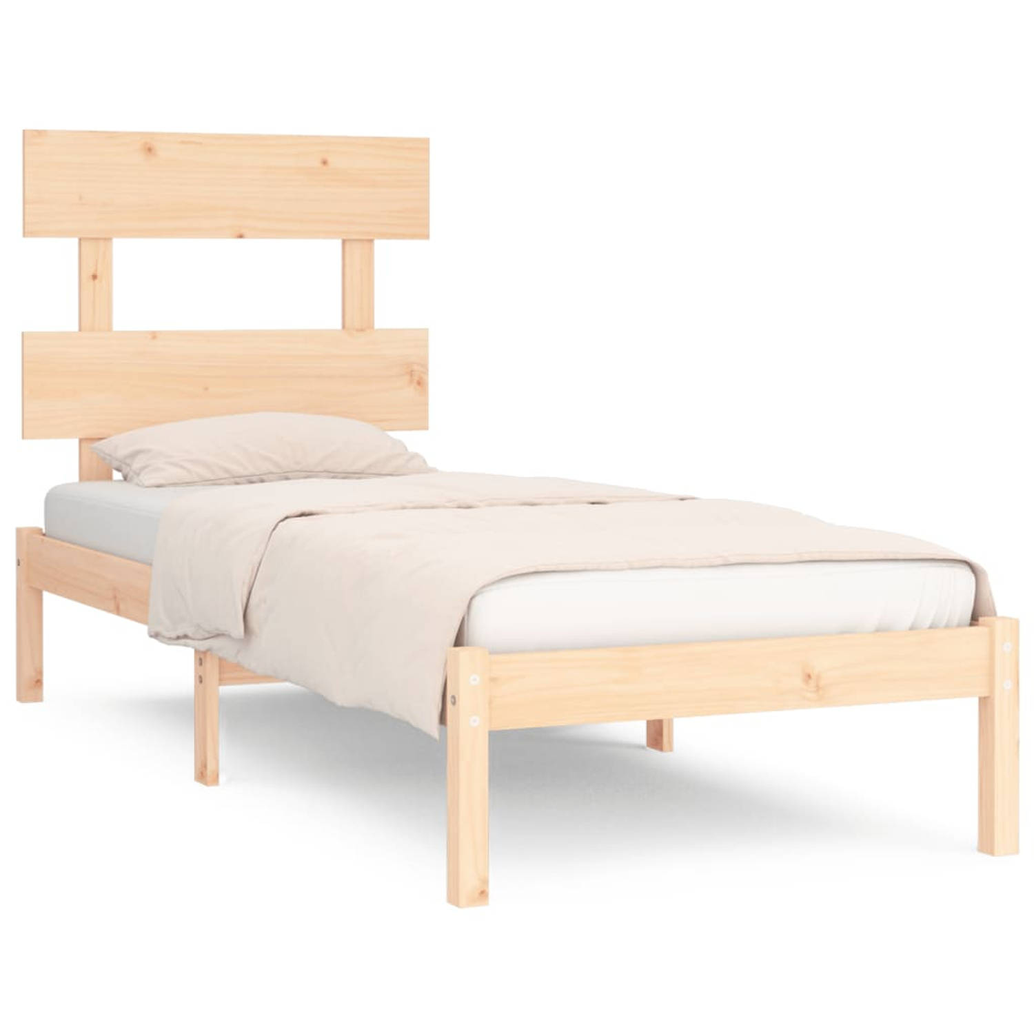The Living Store Bedframe massief hout 100x200 cm - Bedframe - Bedframes - Eenpersoonsbed - Bed - Bedombouw - Frame - Bed Frame - Ledikant - Bedframe Met Hoofdeinde - Eenpersoonsbe