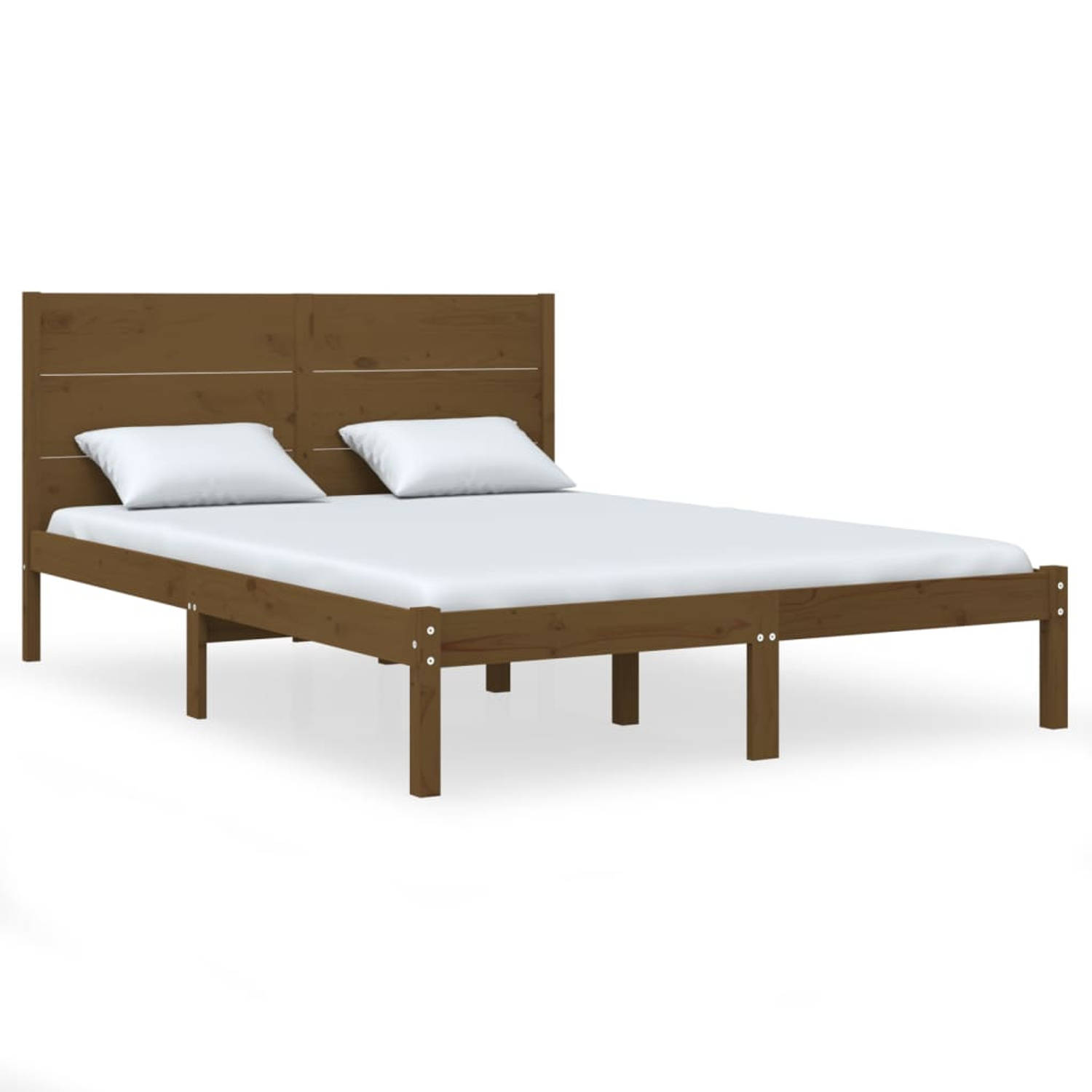 The Living Store Bedframe massief grenenhout honingbruin 140x200 cm - Bedframe - Bedframes - Tweepersoonsbed - Bed - Bedombouw - Dubbel Bed - Frame - Bed Frame - Ledikant - Houten