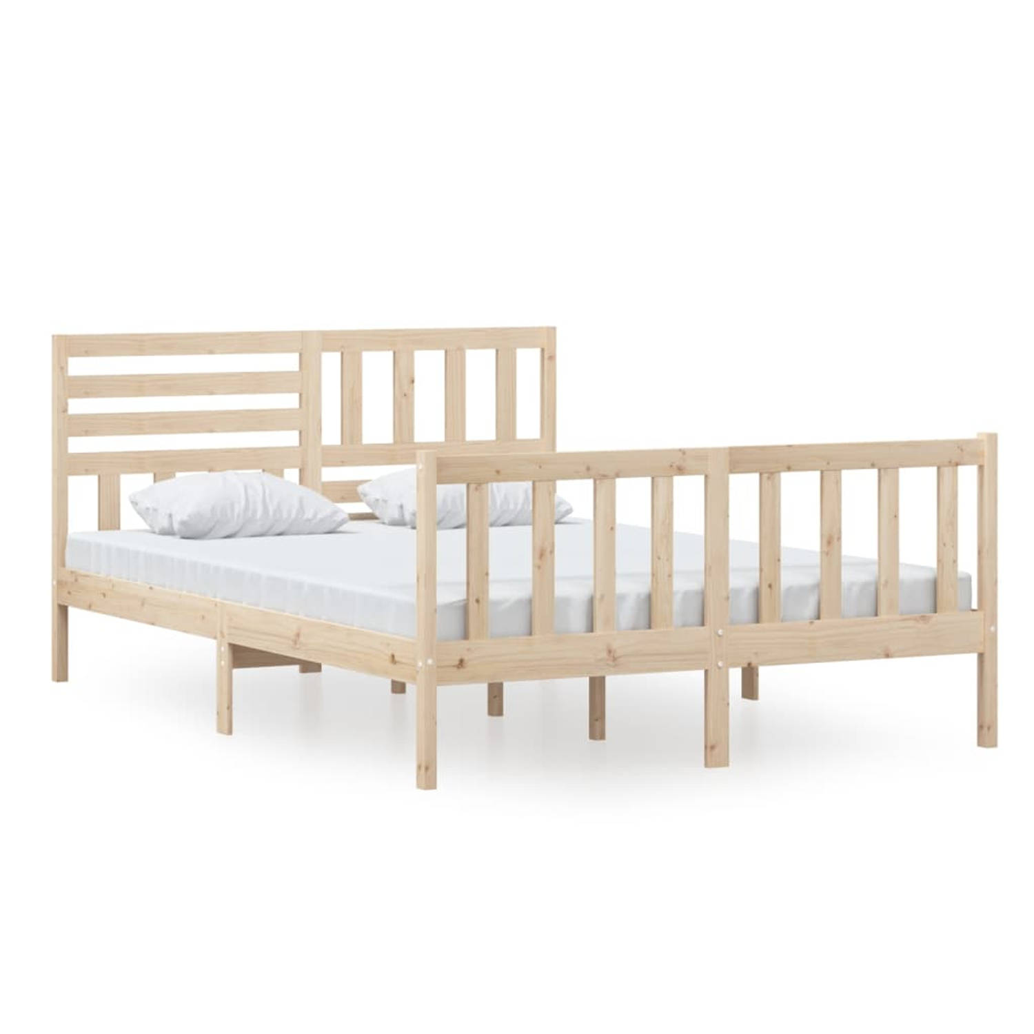 The Living Store Bedframe massief hout 140x200 cm - Bedframe - Bedframes - Tweepersoonsbed - Bed - Bedombouw - Dubbel Bed - Frame - Bed Frame - Ledikant - Bedframe Met Hoofdeinde -