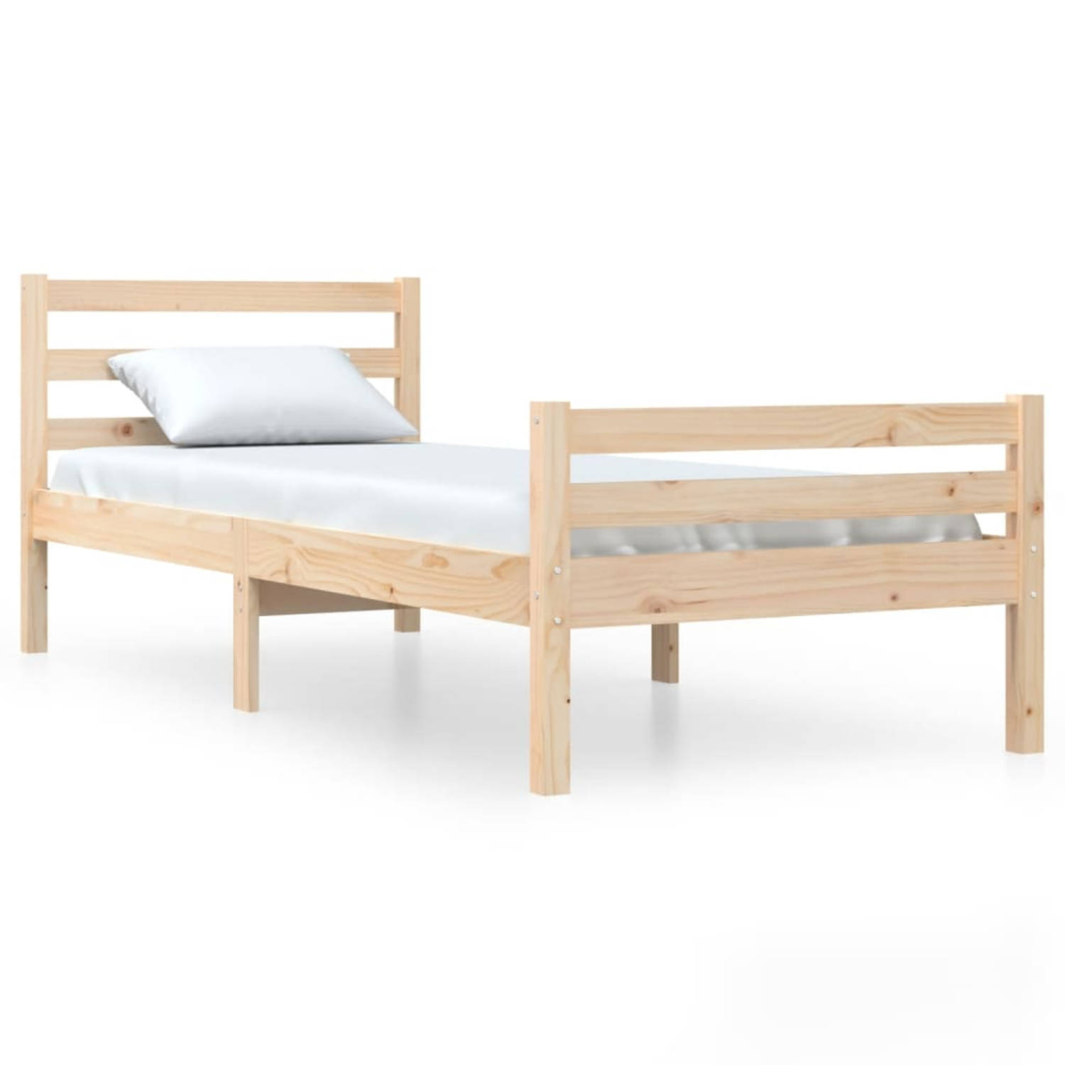 The Living Store Bedframe eenpersoons - Massief grenenhout - 100 x 200 cm - Rustieke uitstraling