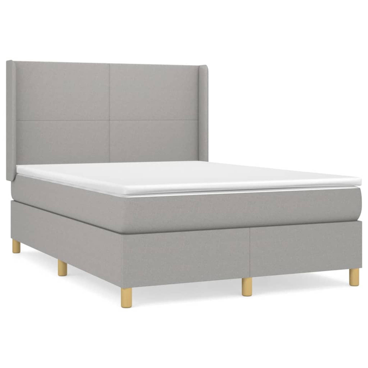 The Living Store Boxspringbed - Duurzaam - Bed - 193 x 147 x 118/128 cm - Lichtgrijs