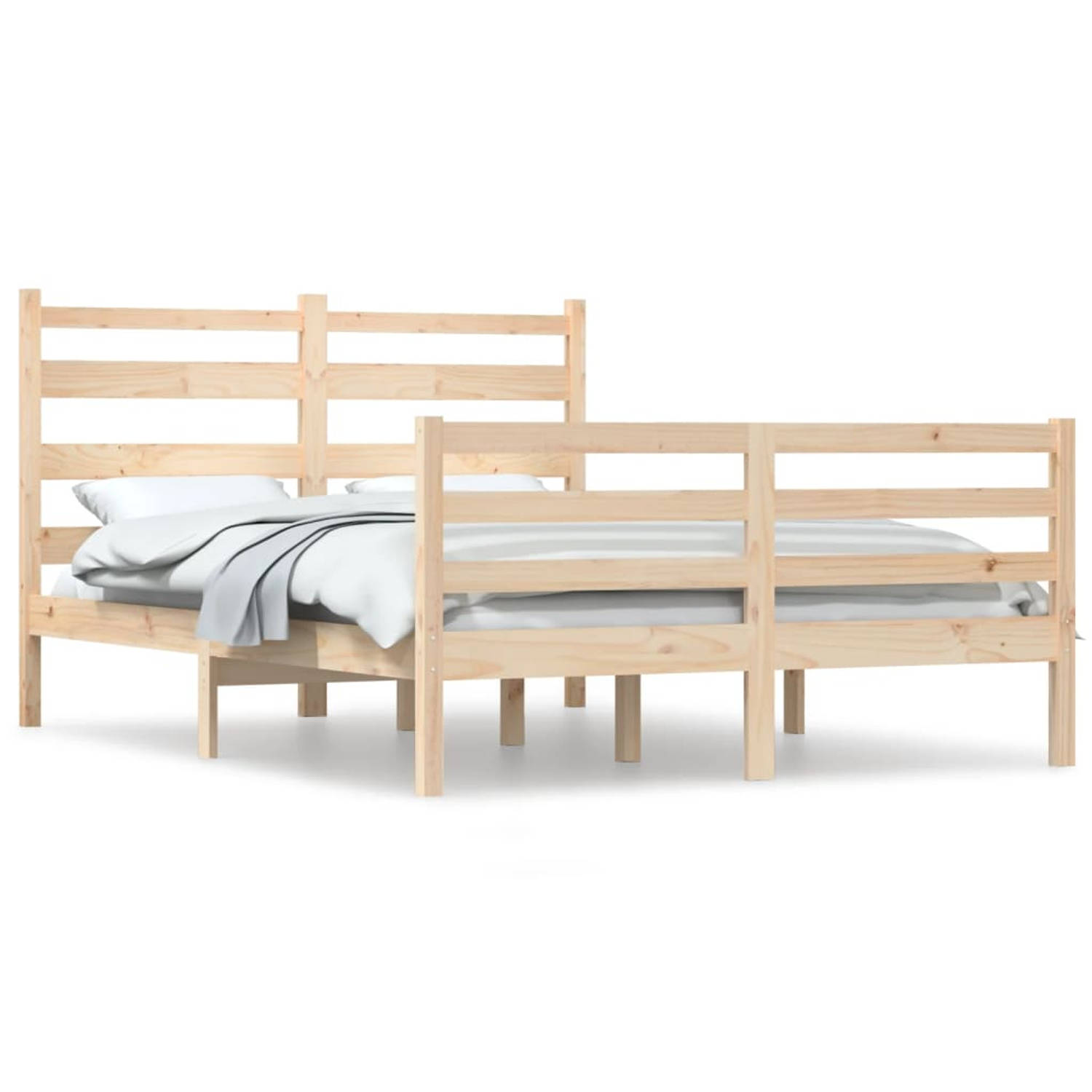 The Living Store Bedframe massief grenenhout 140x200 cm - Bedframe - Bedframes - Tweepersoonsbed - Bed - Bedden - Bedombouw - Dubbel Bed - Frame - Bed Frame - Ledikant - Houten Bed