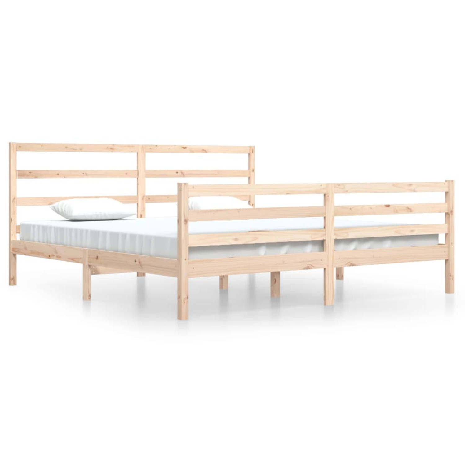 The Living Store Bedframe massief grenenhout 200x200 cm - Bedframe - Bedframes - Bed - Bedbodem - Ledikant - Bed Frame - Massief Houten Bedframe - Slaapmeubel - Bedden - Bedbodems