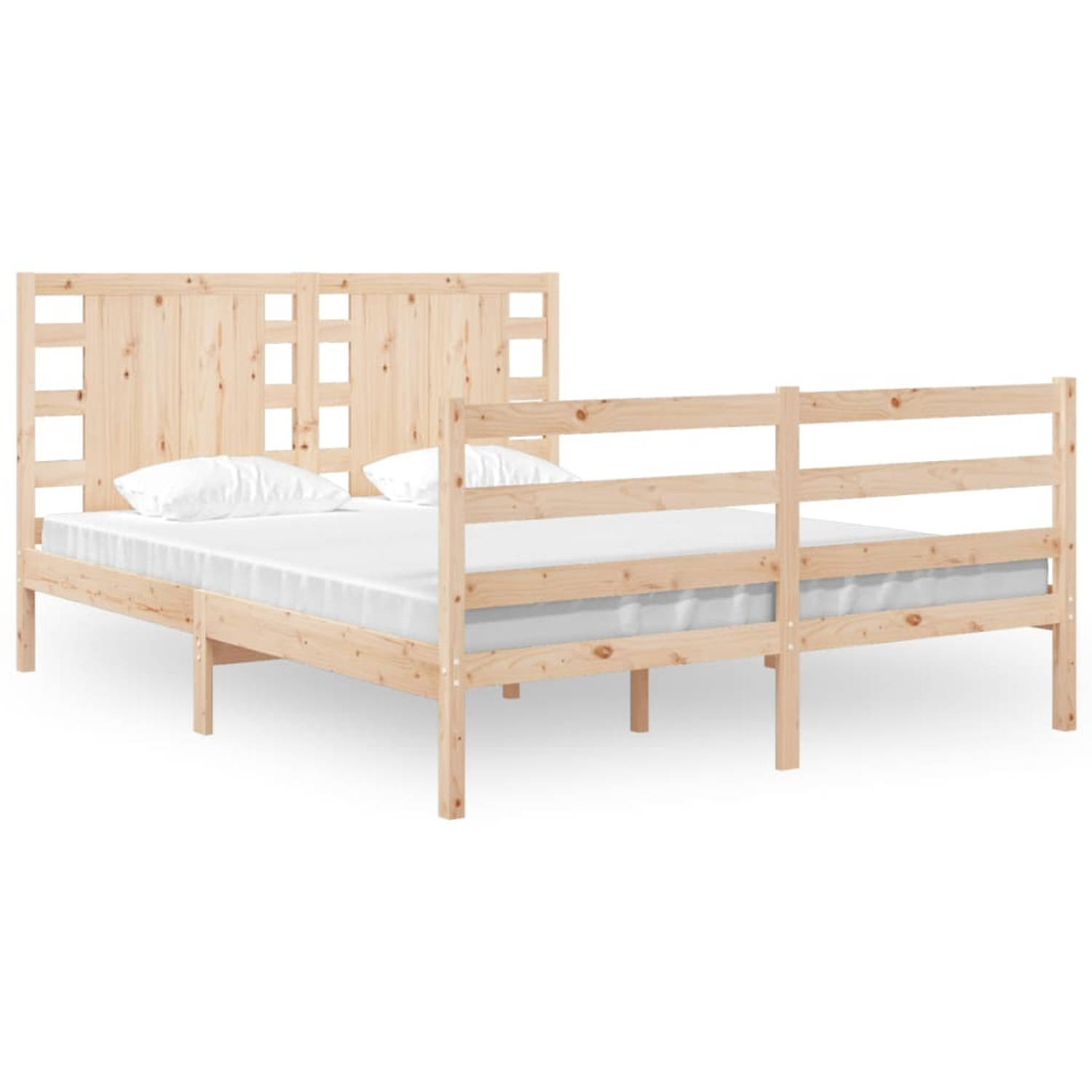 The Living Store Bedframe massief grenenhout 140x200 cm - Bedframe - Bedframes - Bed - Bedbodem - Ledikant - Bed Frame - Massief Houten Bedframe - Slaapmeubel - Tweepersoonsbed - B