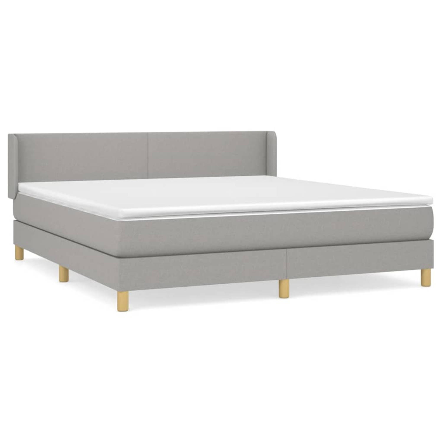 The Living Store Boxspring met matras stof lichtgrijs 160x200 cm - Bed