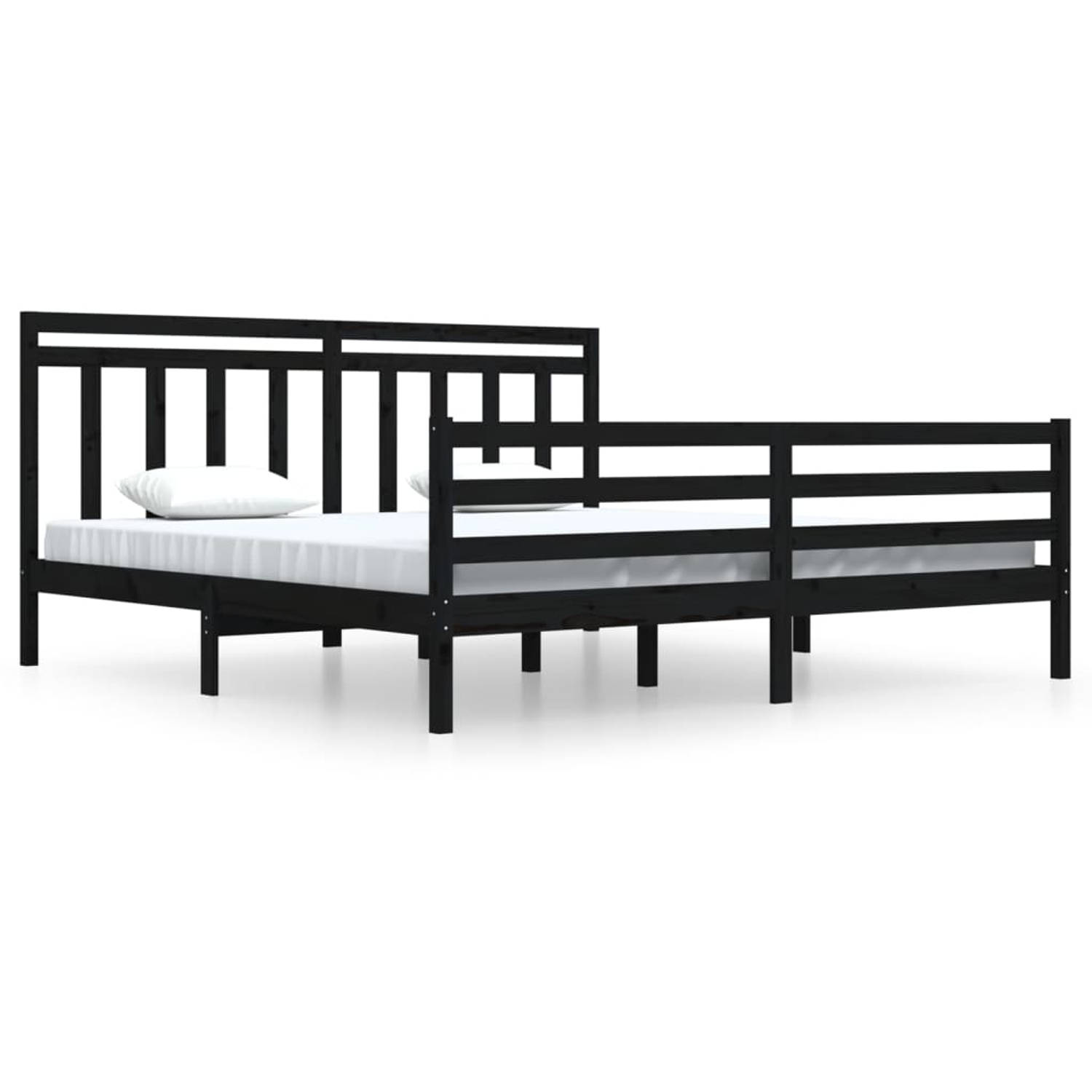 The Living Store Bedframe massief hout zwart 200x200 cm - Bedframe - Bedframes - Tweepersoonsbed - Bed - Bedombouw - Dubbel Bed - Frame - Bed Frame - Ledikant - Houten Bedframe - T