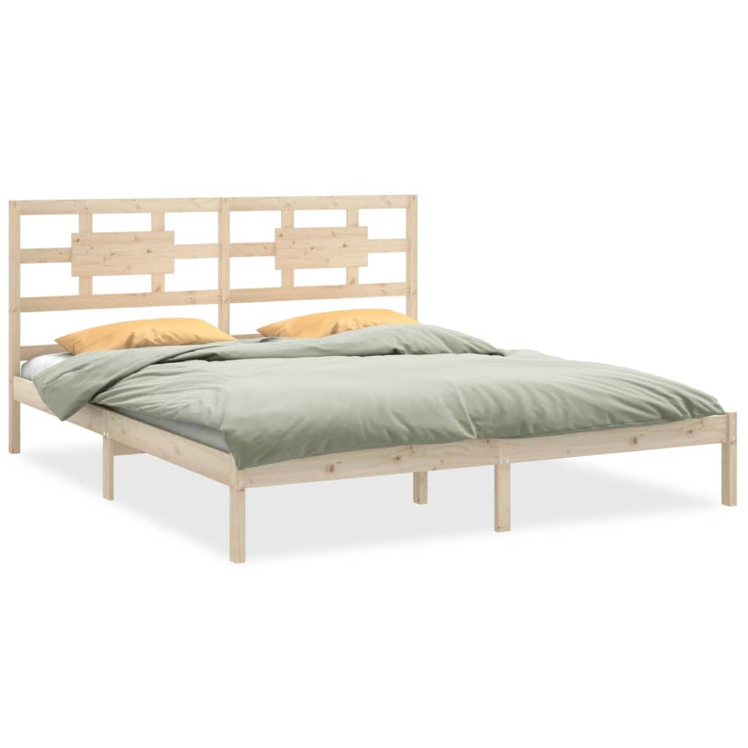 The Living Store Bedframe massief hout 200x200 cm - Bedframe - Bedframes - Tweepersoonsbed - Bed - Bedombouw - Dubbel Bed - Frame - Bed Frame - Ledikant - Bedframe Met Hoofdeinde -