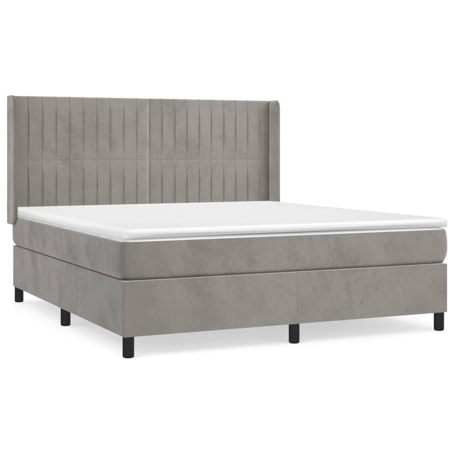 The Living Store Bed The Living Store - Boxspringbed - Fluweel - 180x200x20 cm - Pocketvering