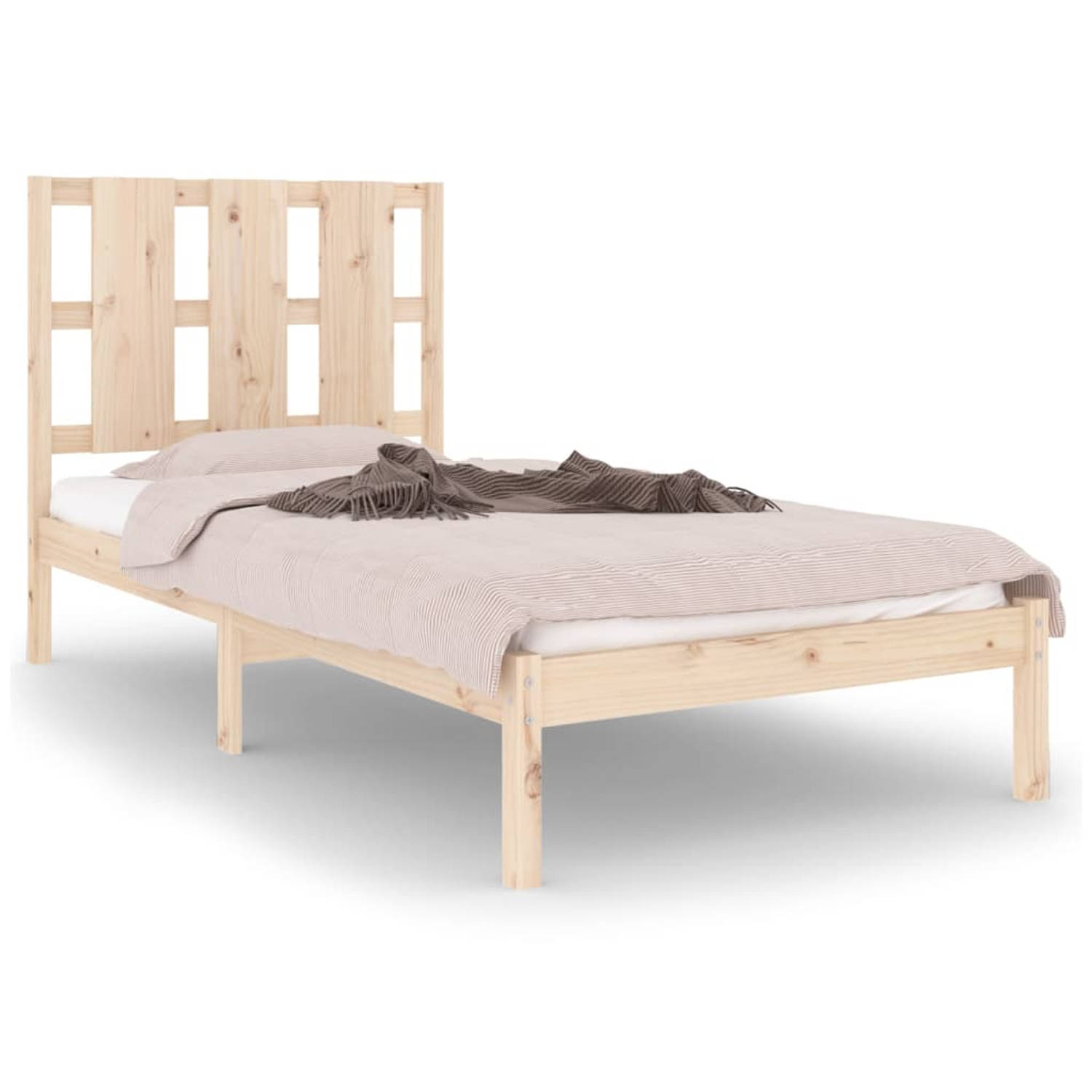 The Living Store Bedframe massief grenenhout 100x200 cm - Bedframe - Bedframes - Bed - Bedbodem - Ledikant - Bed Frame - Massief Houten Bedframe - Slaapmeubel - Eenpersoonsbed - Be